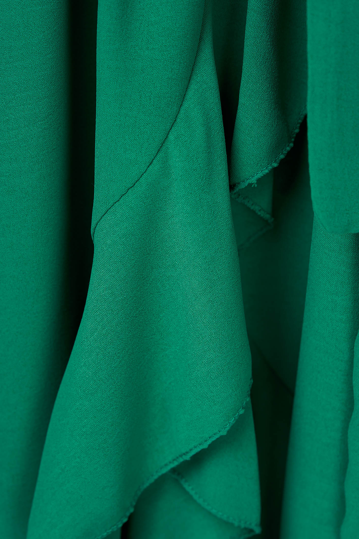 Harang alakú ruha zöld midi aszimetrikus georgette fodros gumirozott derékrésszel 4 - StarShinerS.hu