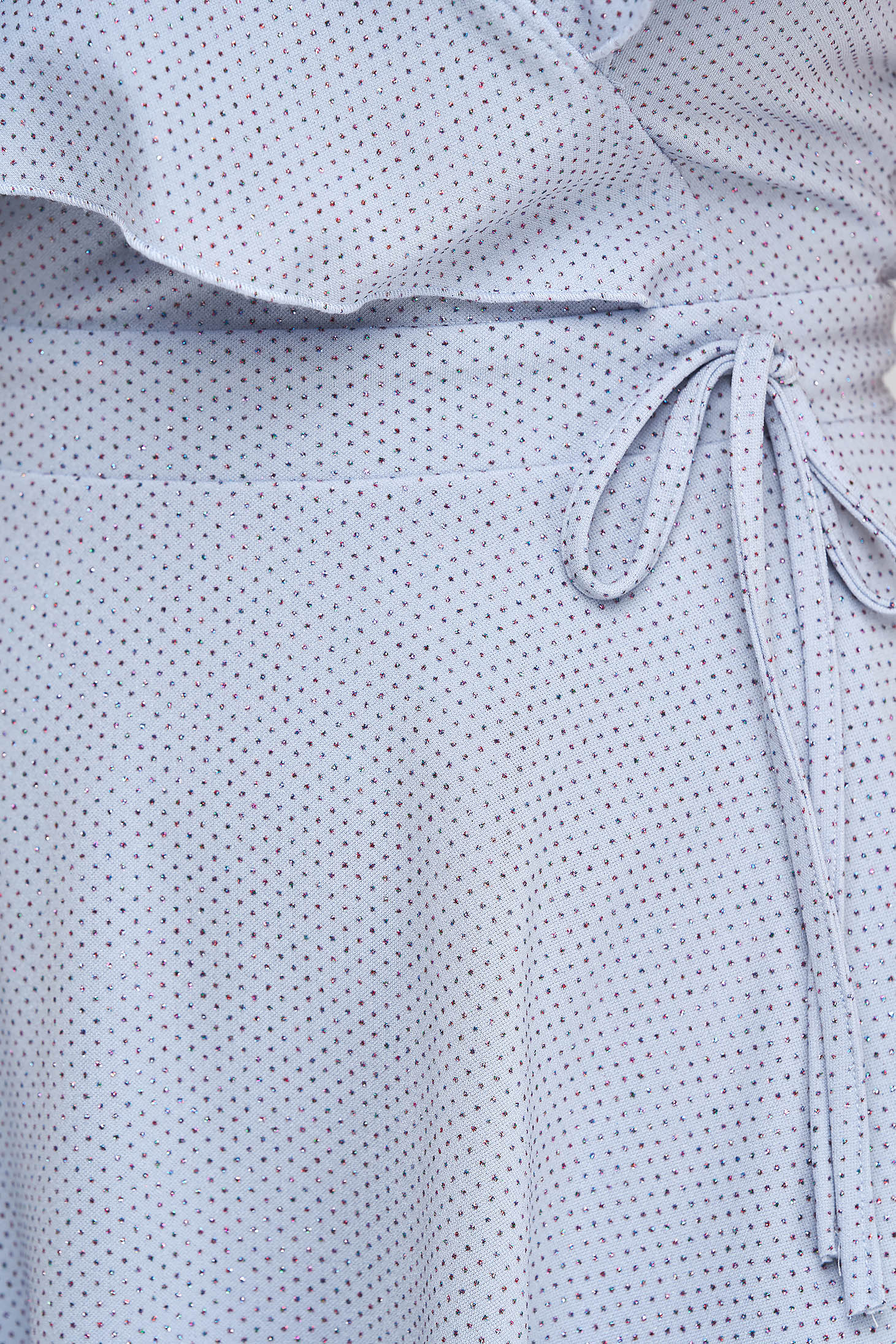 Rochie din crep albastru-deschis pana la genunchi in clos cu aplicatii cu sclipici - StarShinerS 5 - StarShinerS.ro
