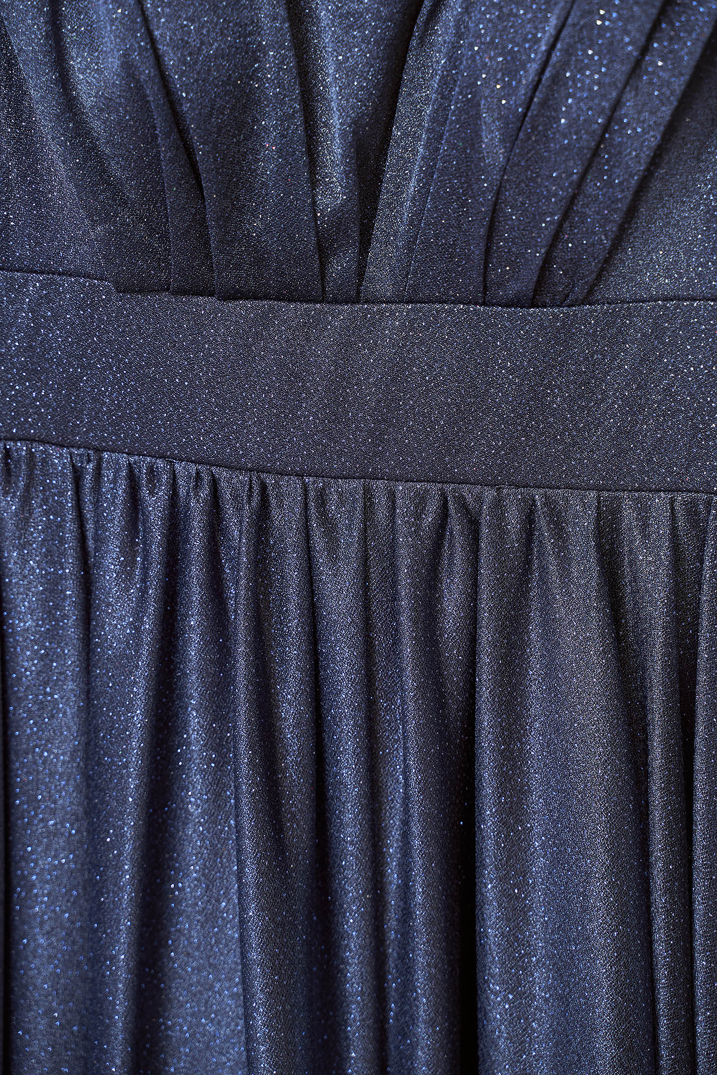 Alkalmi ruha sötétkék midi harang tüllből csillogó díszítésekkel 4 - StarShinerS.hu