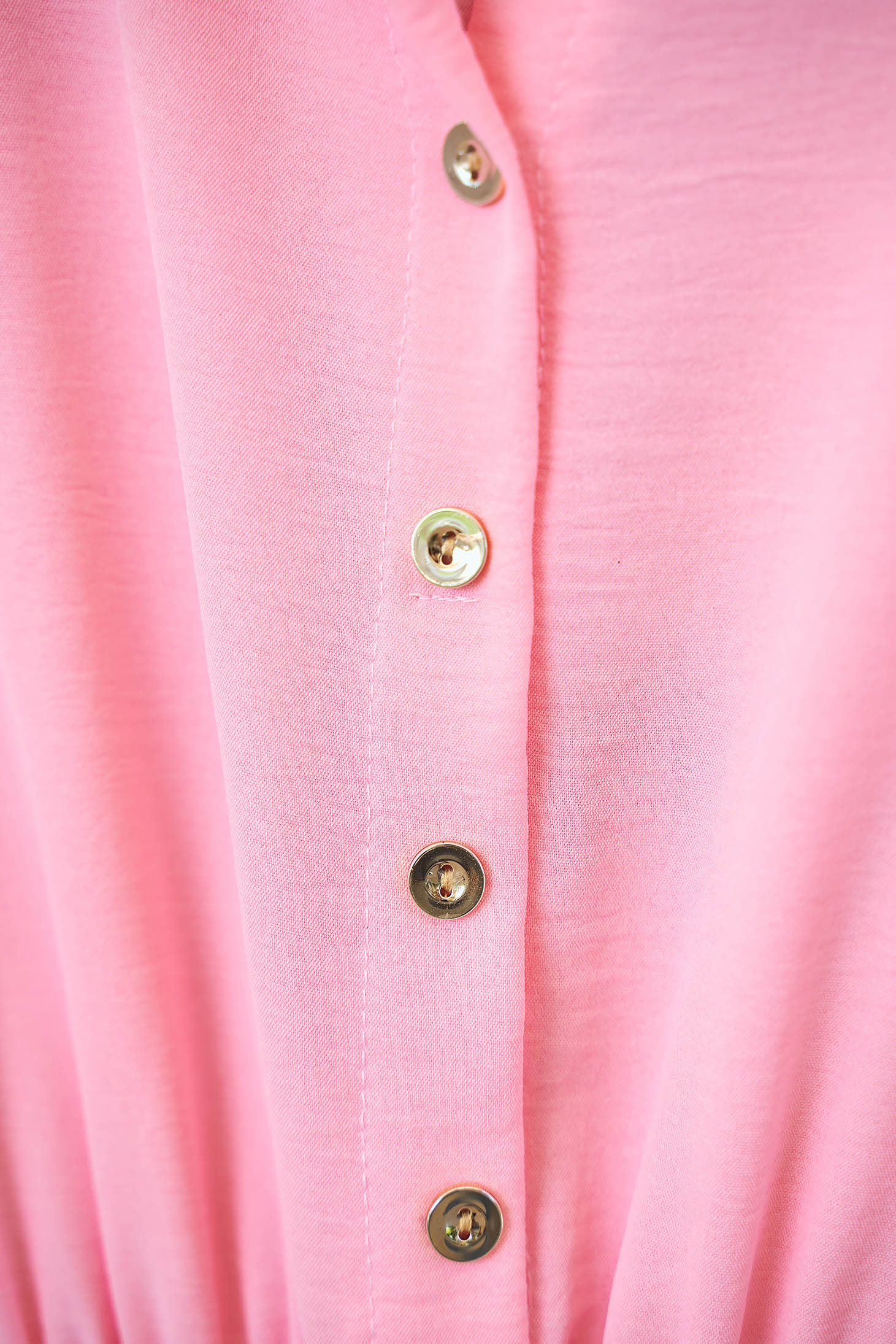 Georgette rövid harang ruha - világos rózsaszín, gumirozott derékrésszel és övvel ellátva 5 - StarShinerS.hu