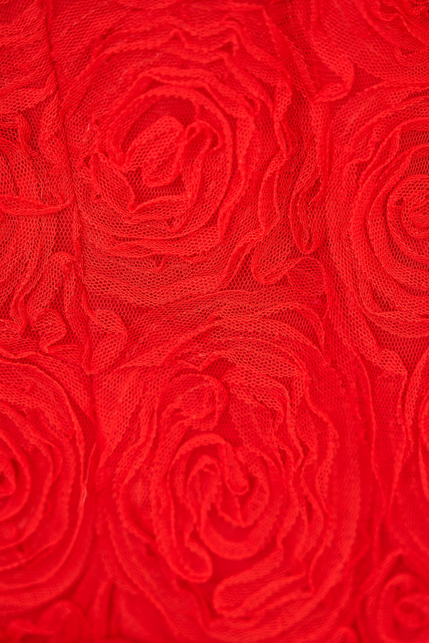 Red Midi Tulip Dress with Raised Tulip Flowers - StarShinerS 5 - StarShinerS.com