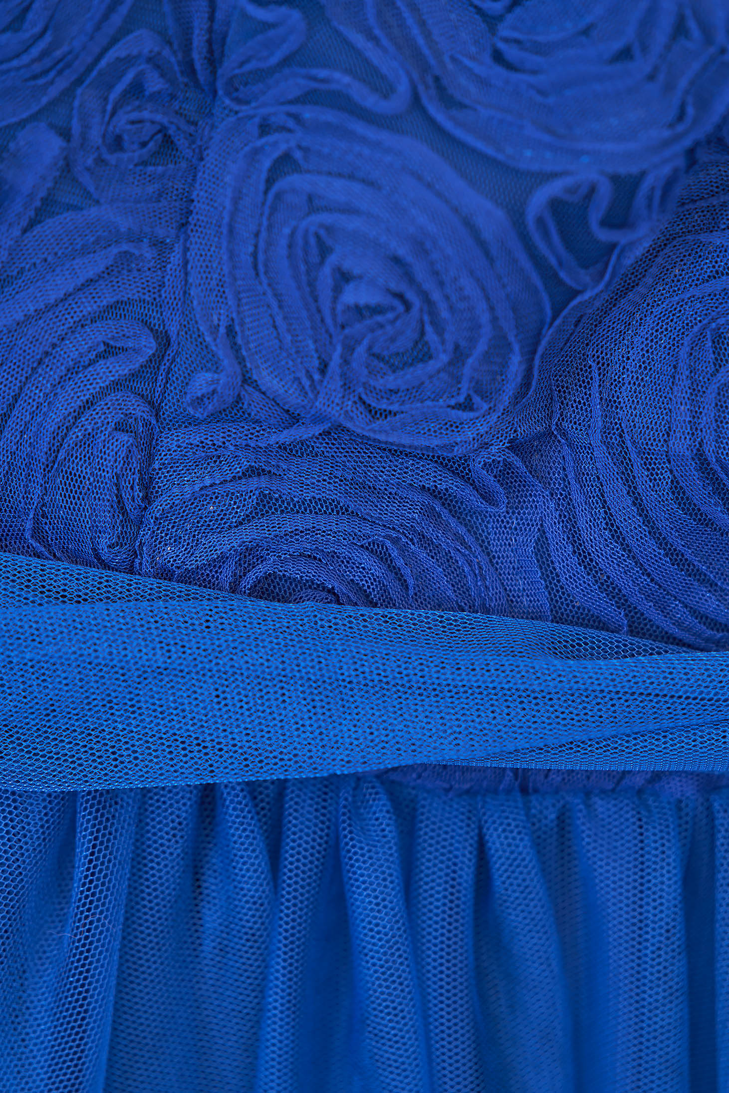 Kék midi harang ruha tüllből 3d virágos díszítéssel - StarShinerS 3 - StarShinerS.hu