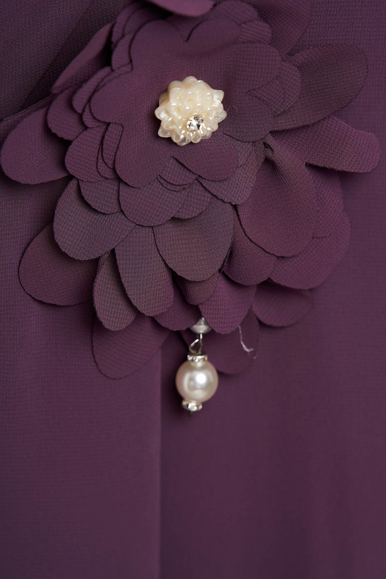 Világos lila midi bő szabású muszlin ruha bross kiegészítővel 5 - StarShinerS.hu