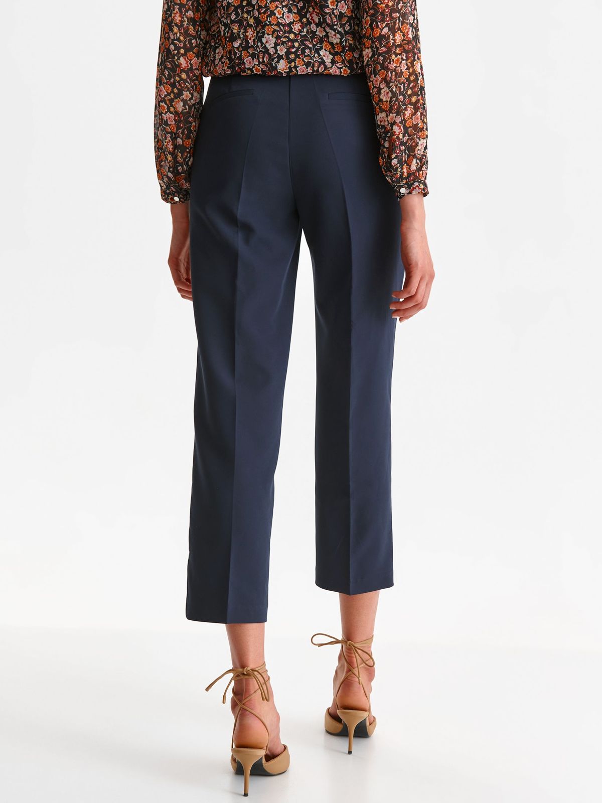 Dark blue trousers conical high waisted lateral pockets 3 - StarShinerS.com