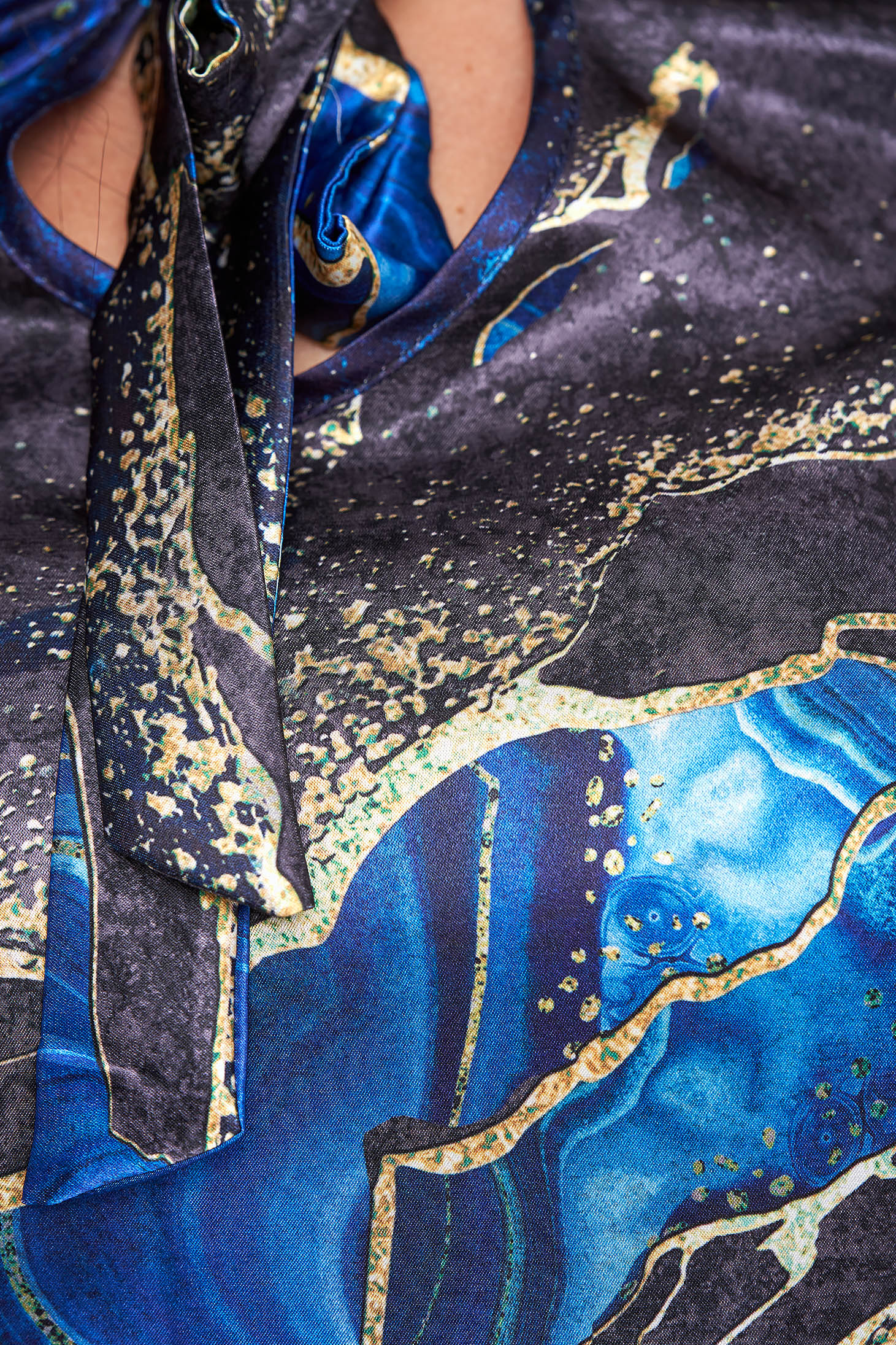 Women`s blouse from satin loose fit asymmetrical StarShinerS