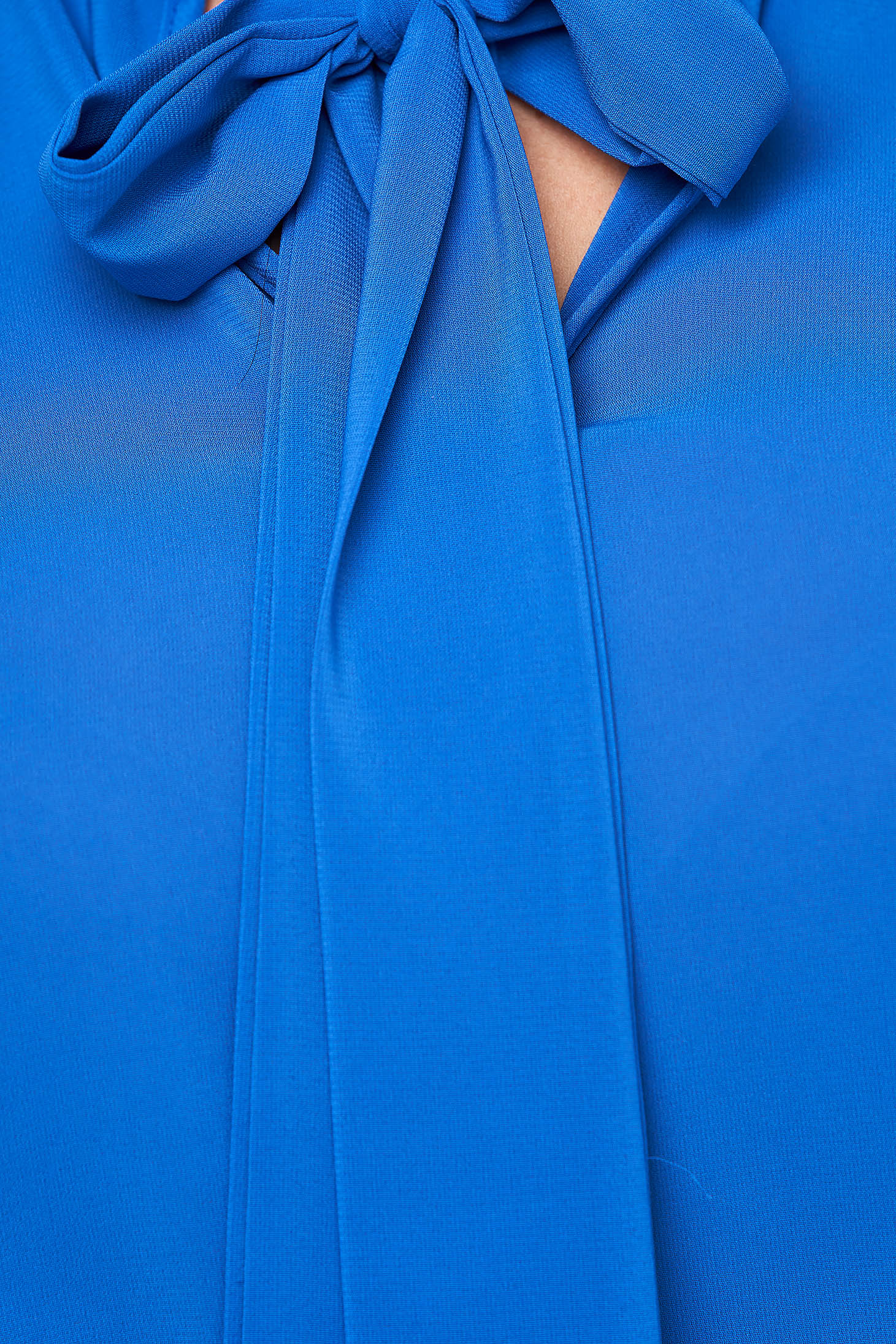 Kék bő szabású női blúz muszlinból kendő jellegű gallérral - StarShinerS 5 - StarShinerS.hu