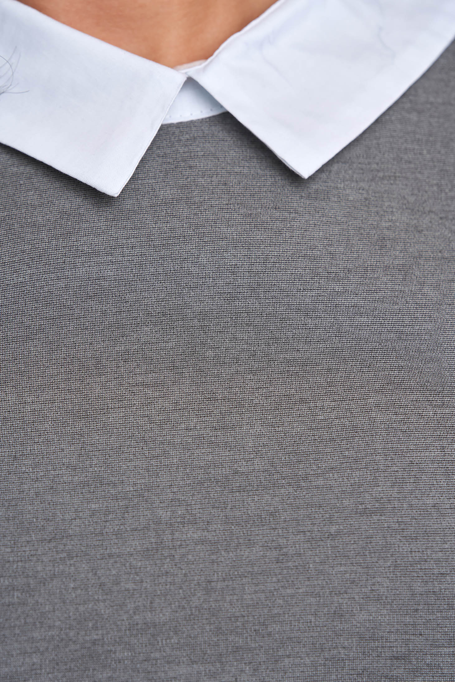 Rochie din tricot subtire gri scurta cu guler tip camasa - SunShine 5 - StarShinerS.ro