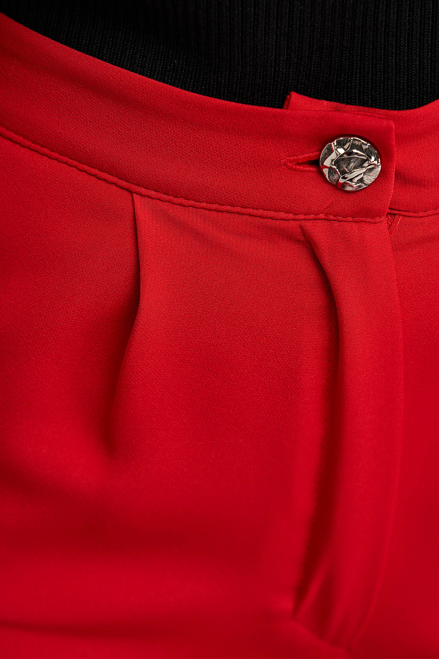 Pantaloni din stofa elastica rosii conici cu talie normala si buzunare laterale - StarShinerS 6 - StarShinerS.ro