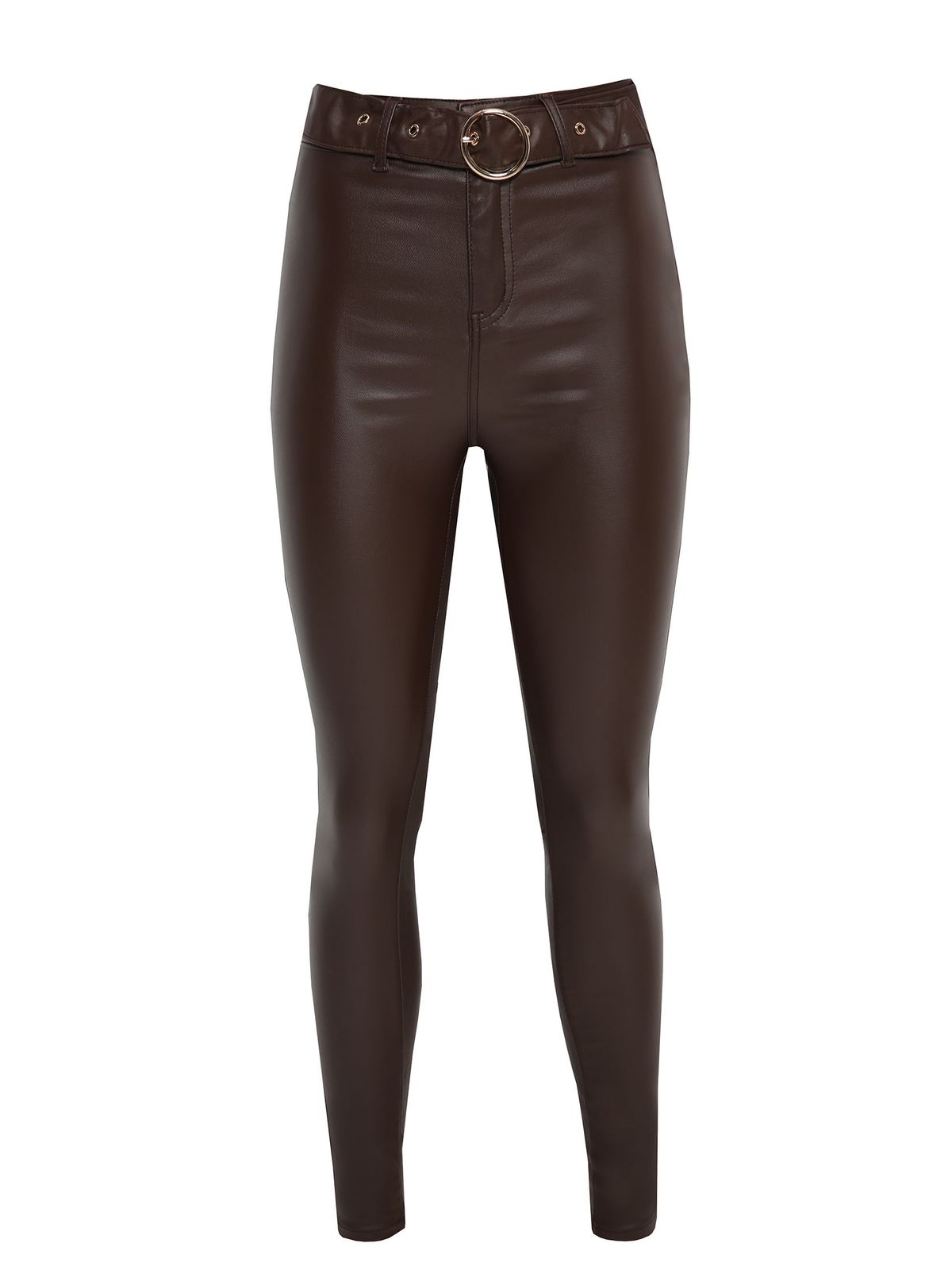 Brown trousers from ecological leather conical long 5 - StarShinerS.com