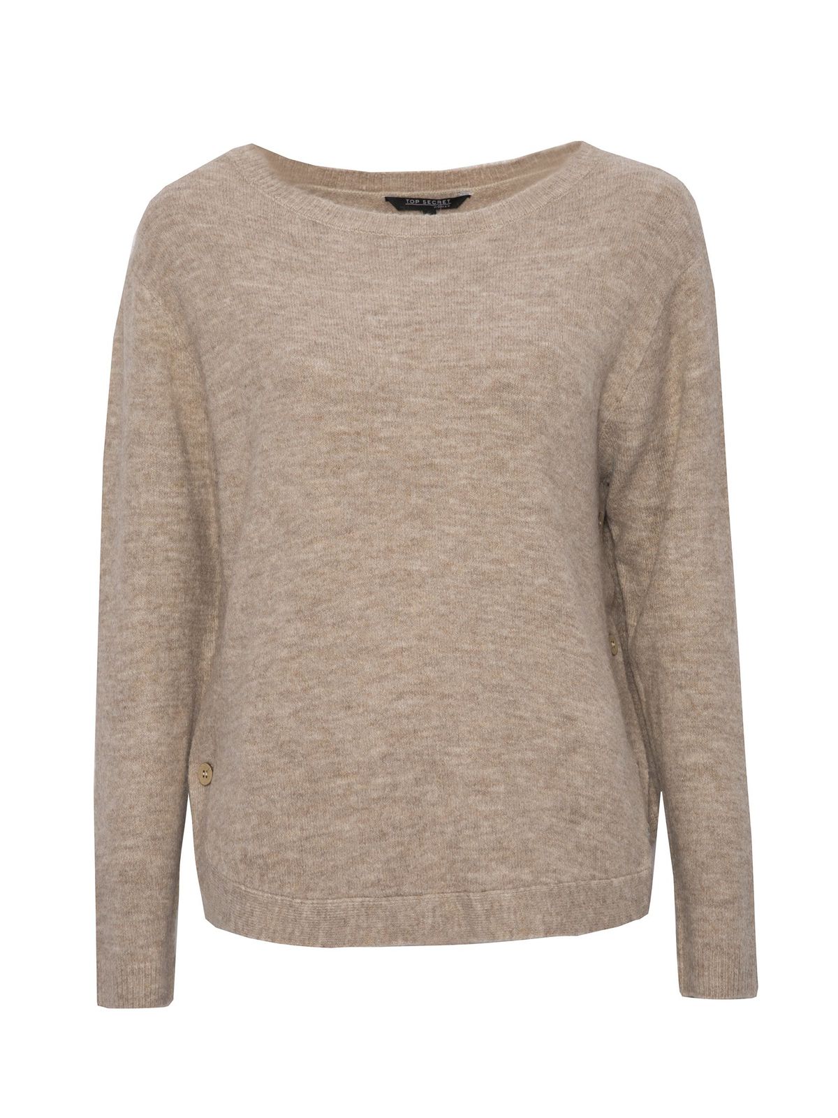 Cream sweater knitted loose fit neckline 5 - StarShinerS.com