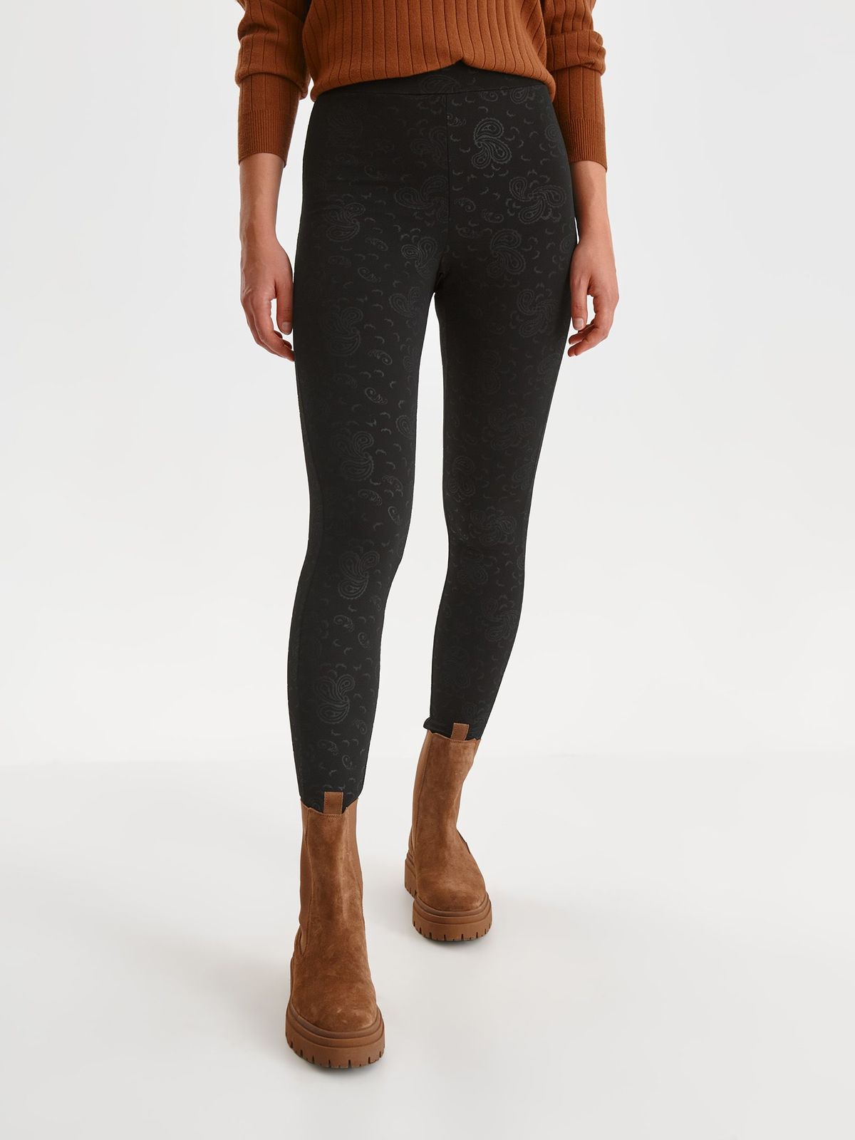 Black tights high waisted textured crepe 2 - StarShinerS.com