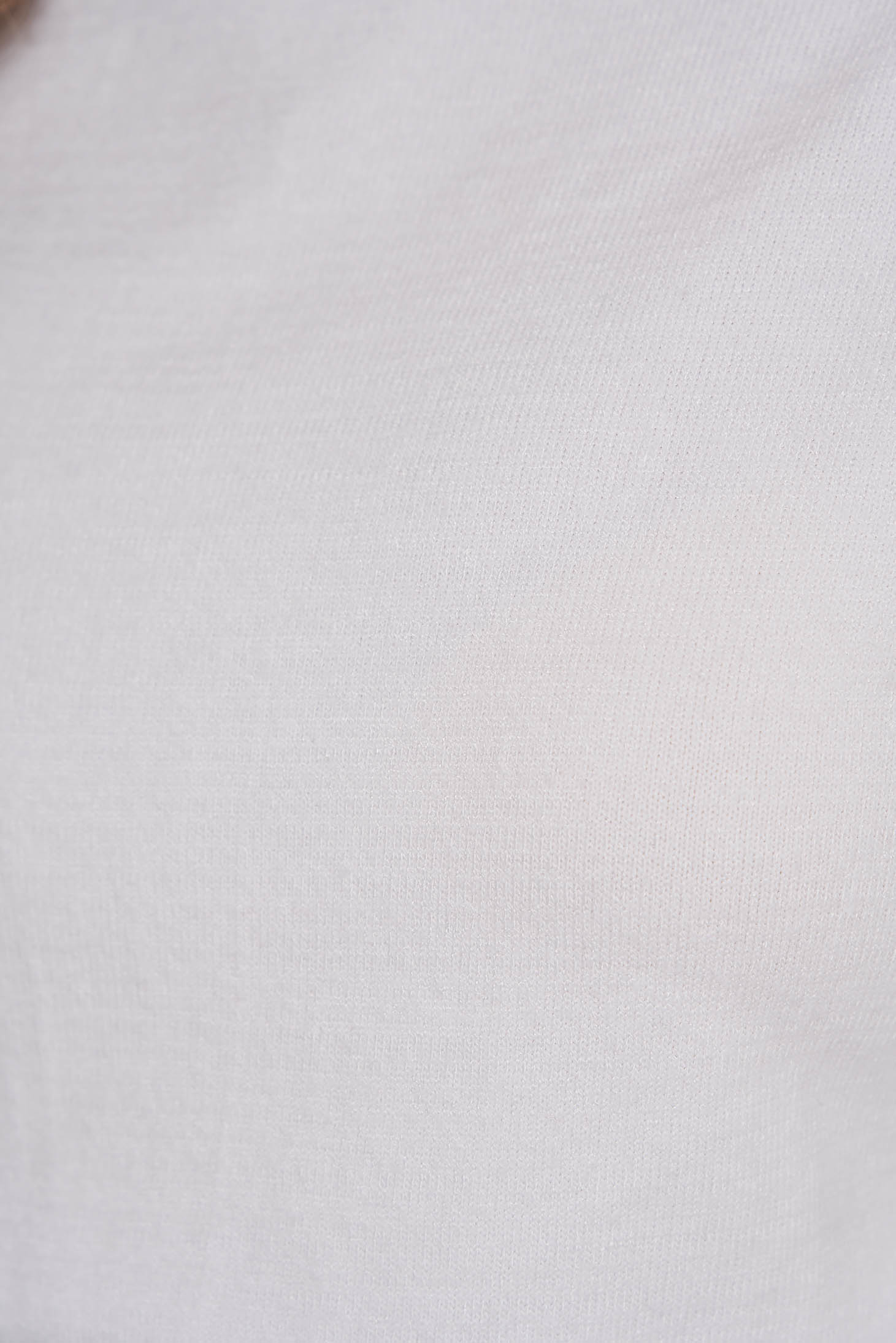 Fehér pamutból készült bő szabású pulóver magas gallérral 5 - StarShinerS.hu