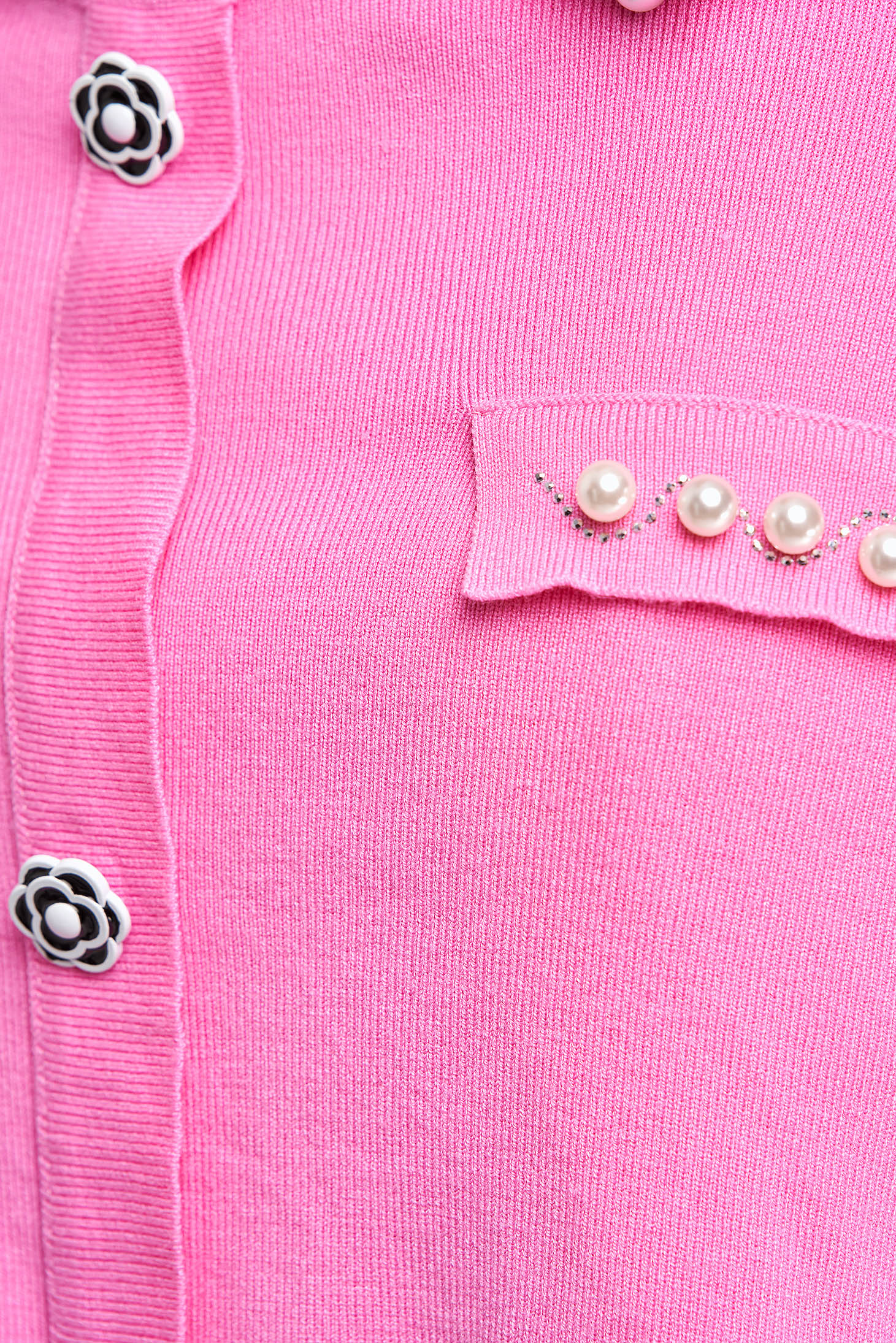 Pink sweater knitted loose fit with pearls with button accessories 5 - StarShinerS.com