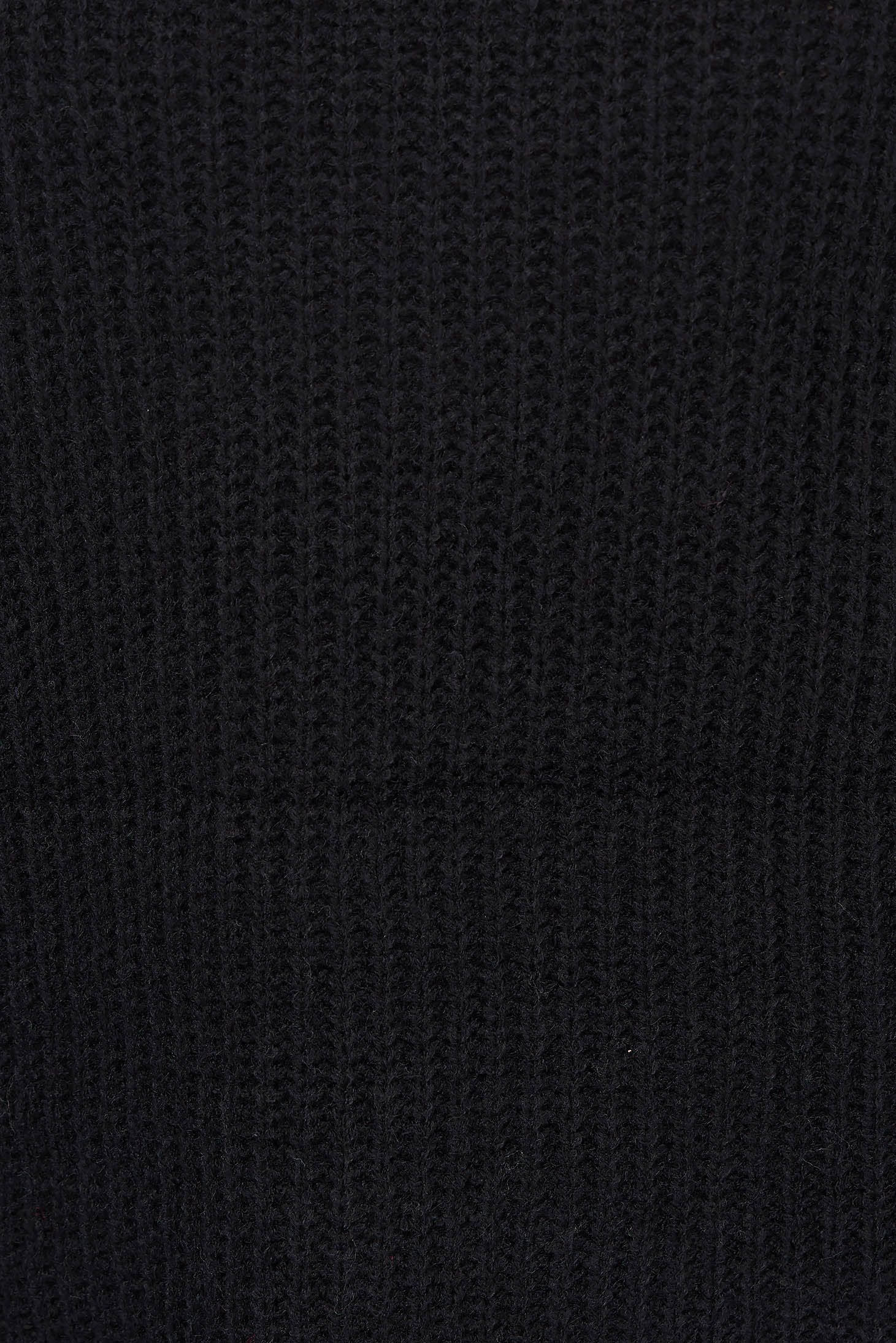 Fekete kötött bő szabású pulóver magas gallérral 5 - StarShinerS.hu