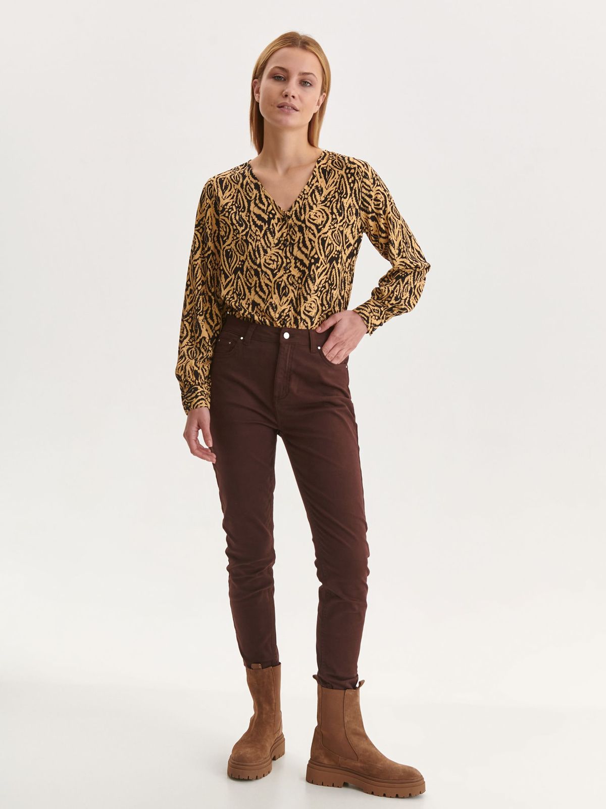 Women`s shirt georgette loose fit with v-neckline 2 - StarShinerS.com