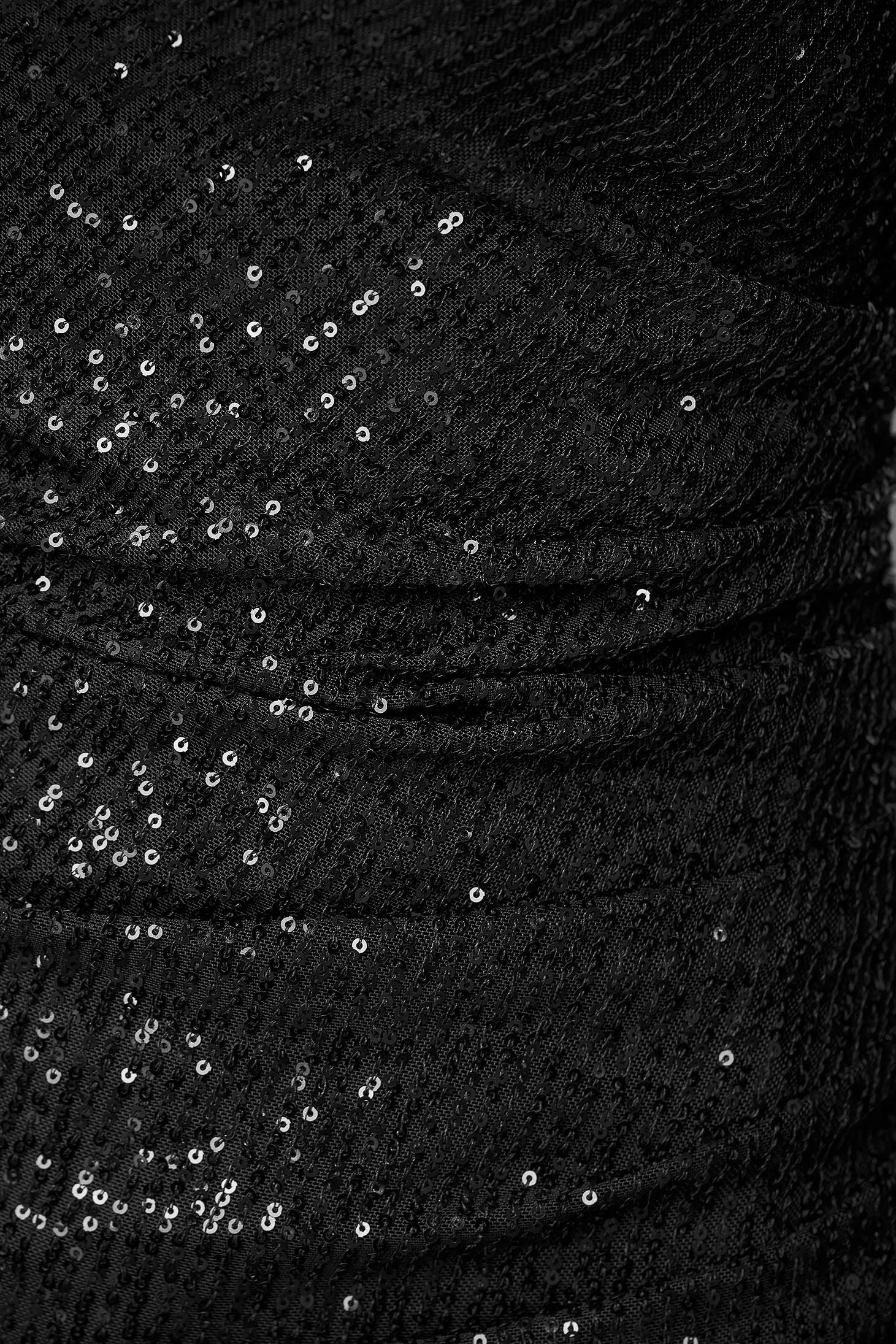 Black dress with sequins midi pencil pleats of material - StarShinerS 4 - StarShinerS.com