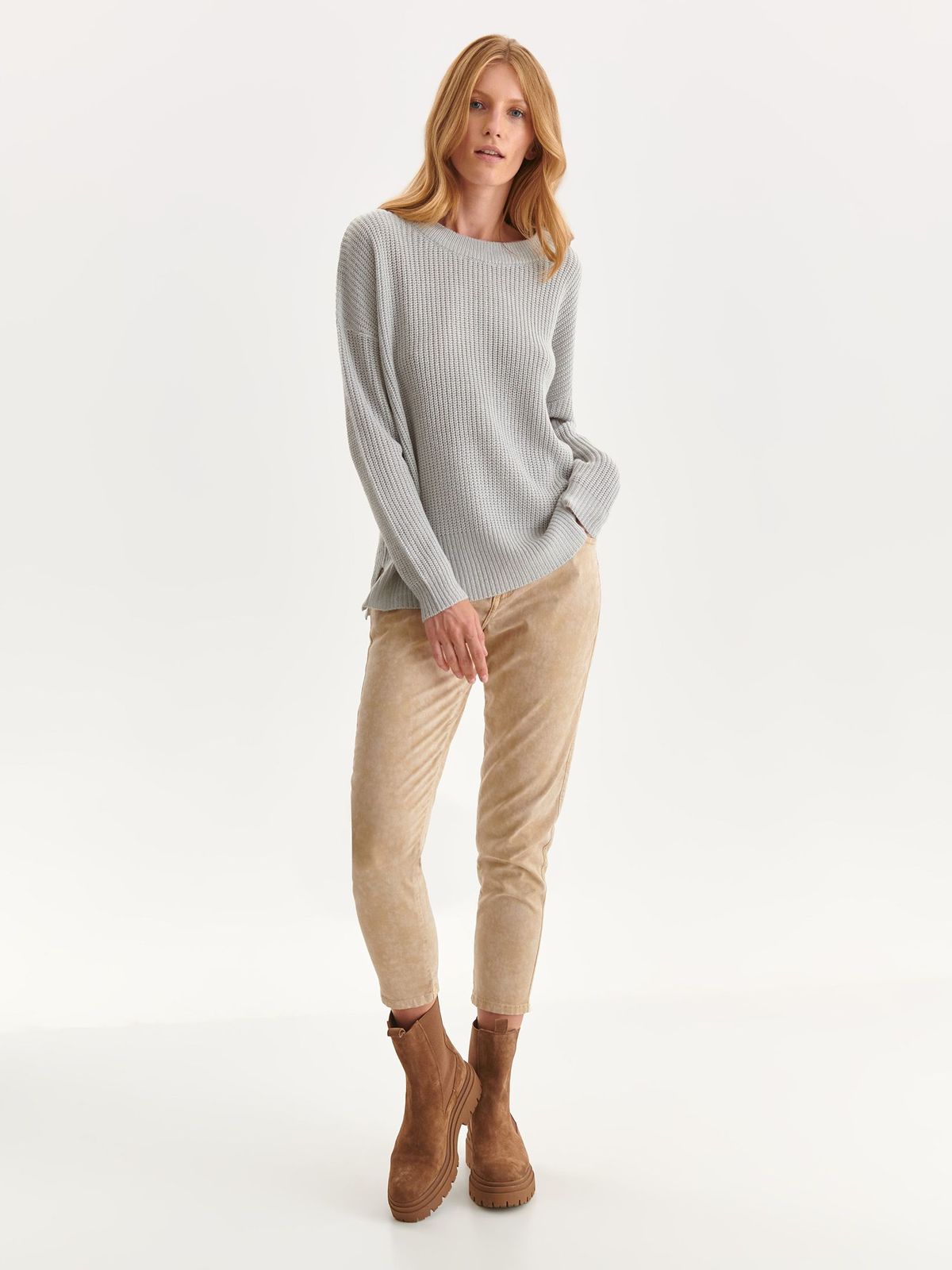 Grey sweater knitted loose fit 2 - StarShinerS.com