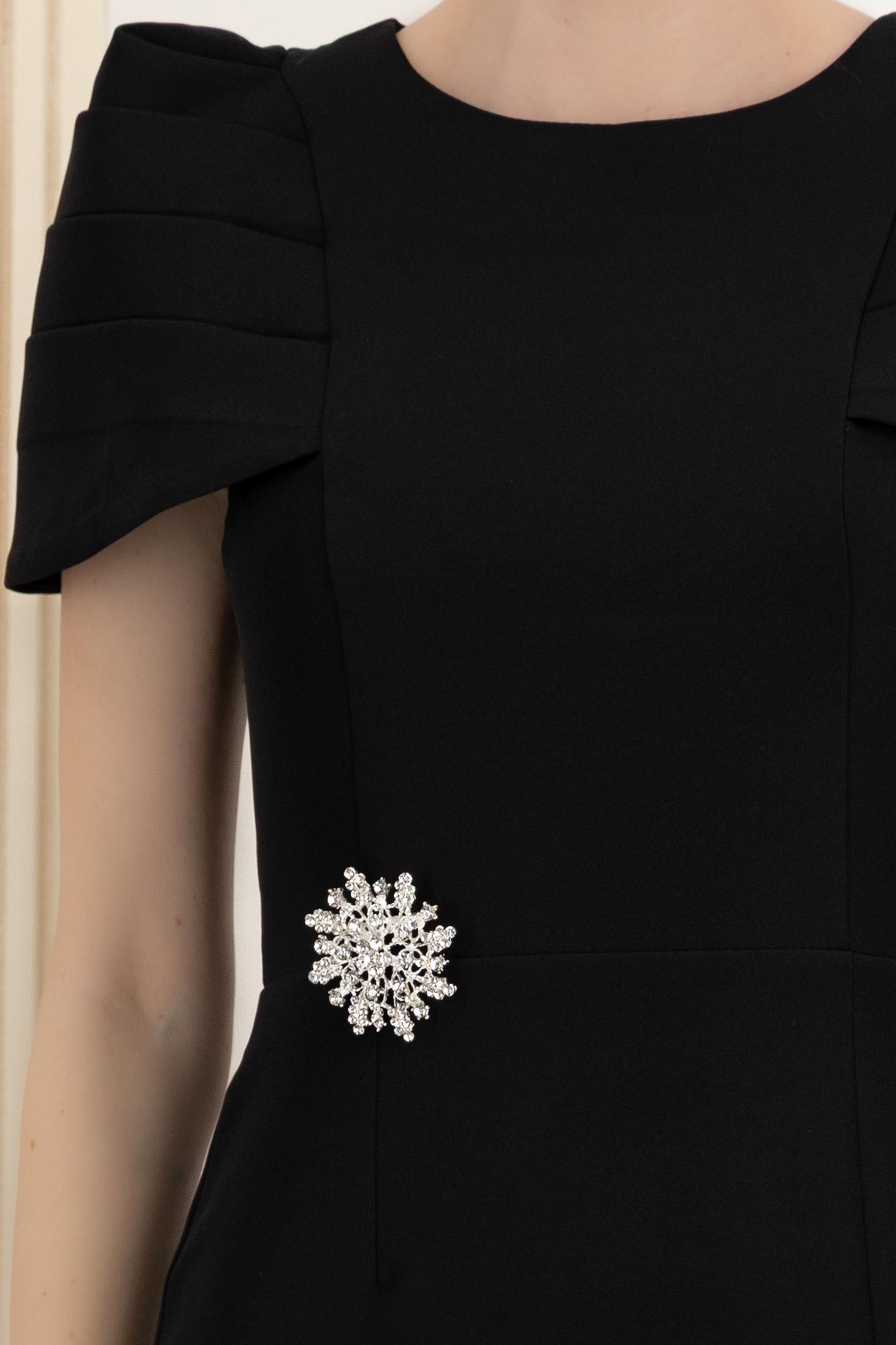Rochie din stofa usor elastica neagra tip creion crapata pe picior - StarShinerS 6 - StarShinerS.ro