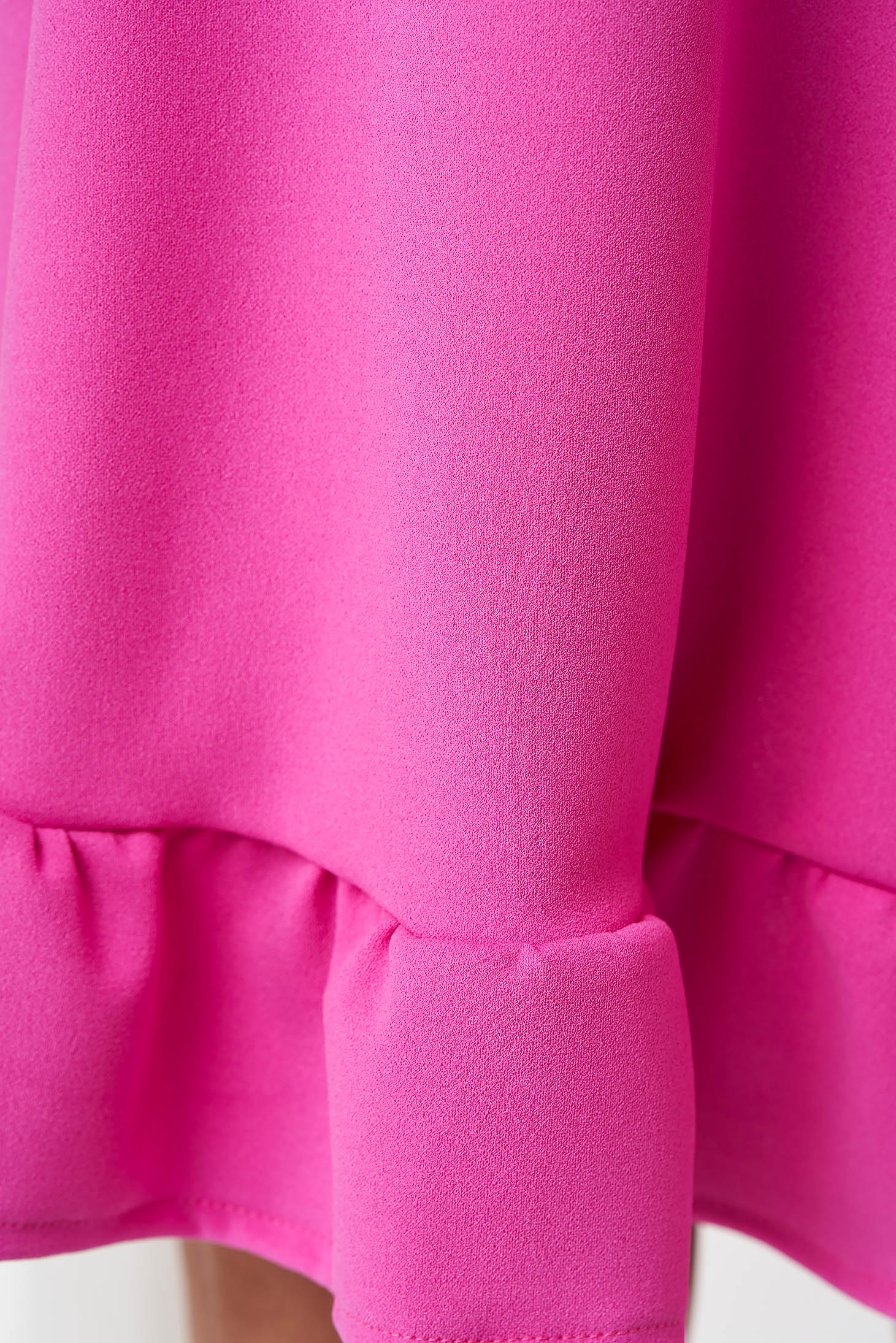 Fuchsia Crepe Dress in A-line with Dropped Neckline and Ruffles at the Dress Base - StarShinerS 4 - StarShinerS.com