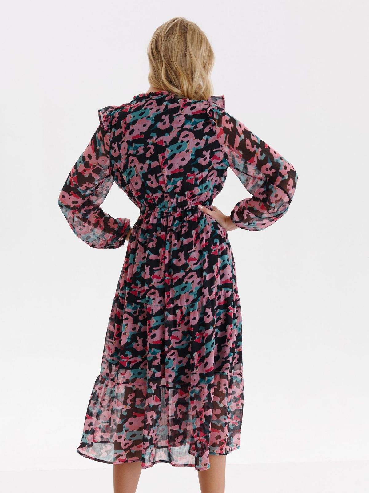 Dress from veil fabric midi cloche with elastic waist 3 - StarShinerS.com