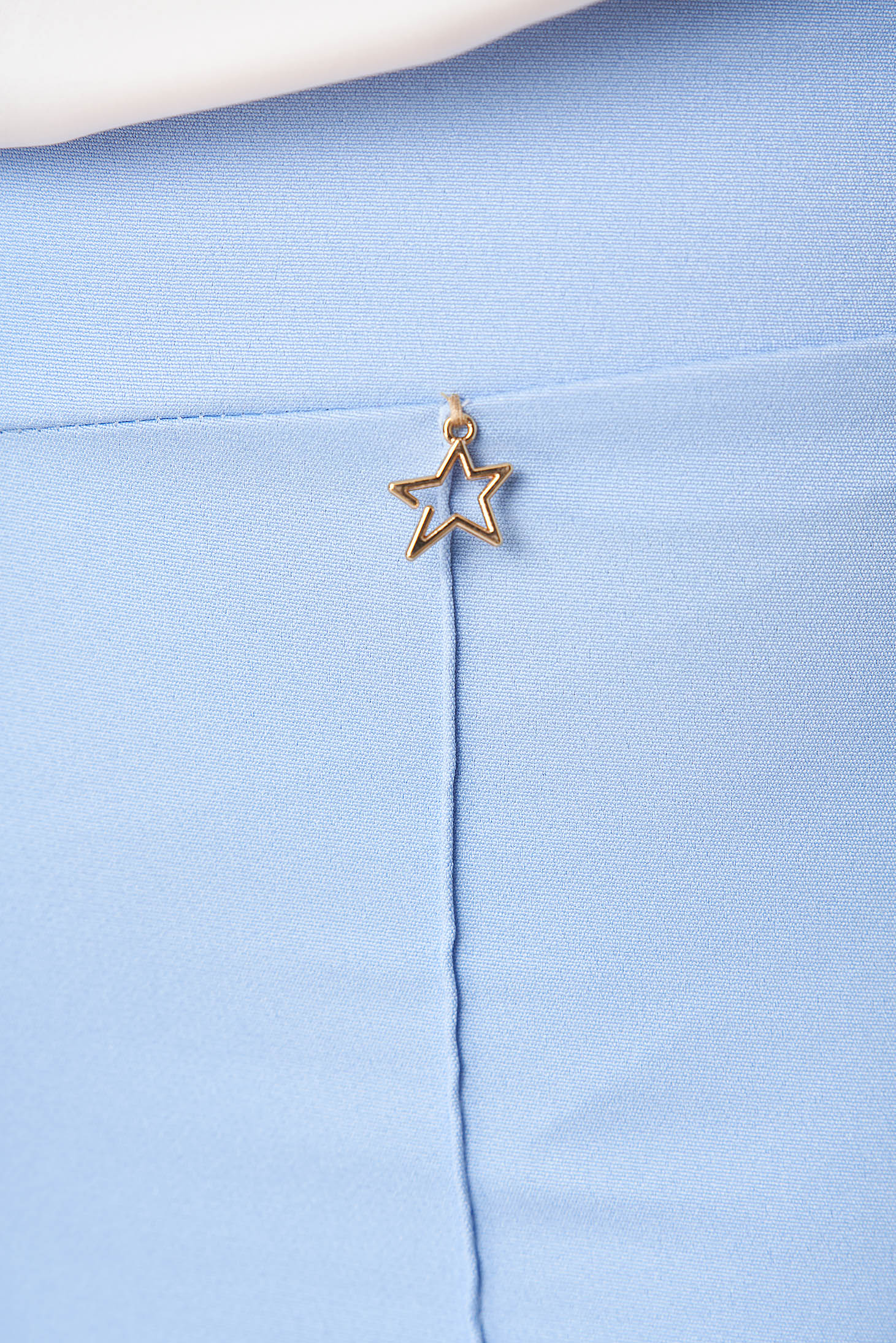 Pantaloni din stofa usor elastica albastru-deschis lungi evazati cu talie inalta - StarShinerS 6 - StarShinerS.ro
