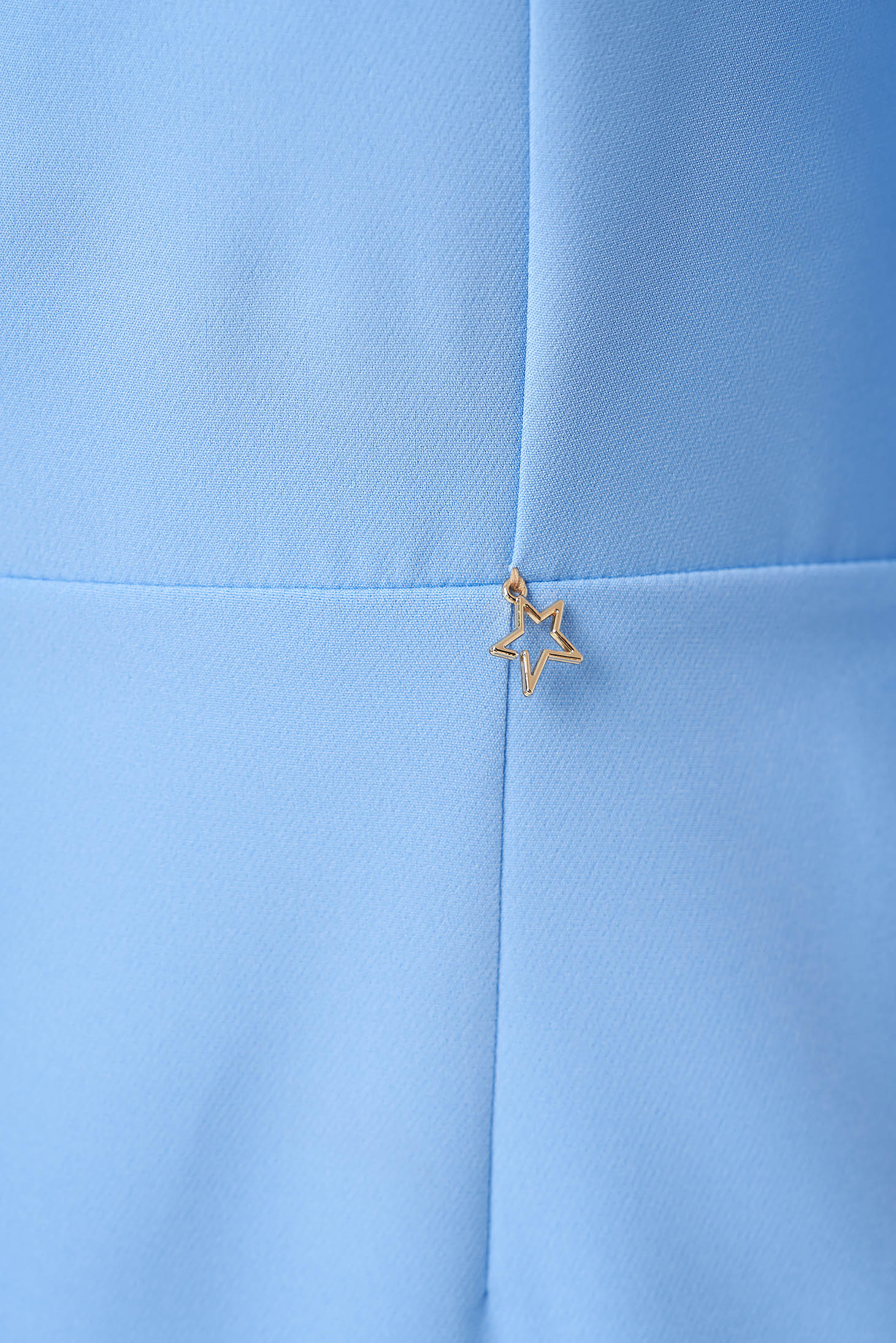 Rochie din stofa usor elastica albastru-deschis scurta tip creion cu umeri bufanti - StarShinerS 5 - StarShinerS.ro