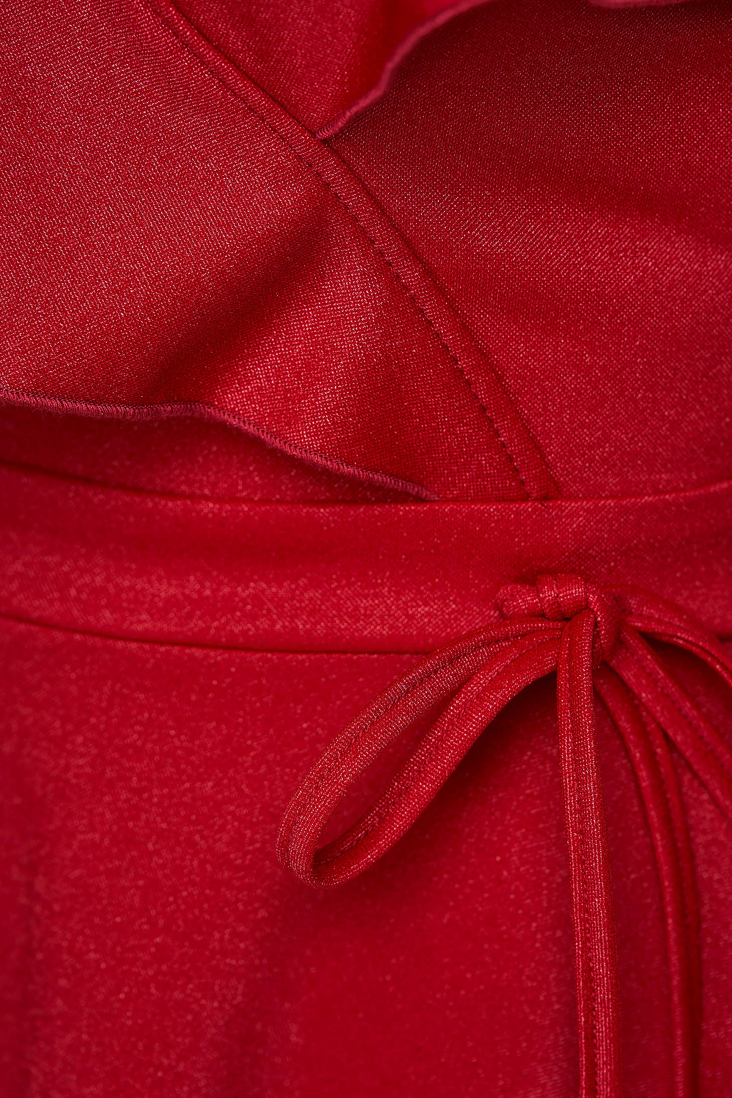 Rochie din crep rosie pana la genunchi in clos cu aplicatii cu sclipici - StarShinerS 6 - StarShinerS.ro