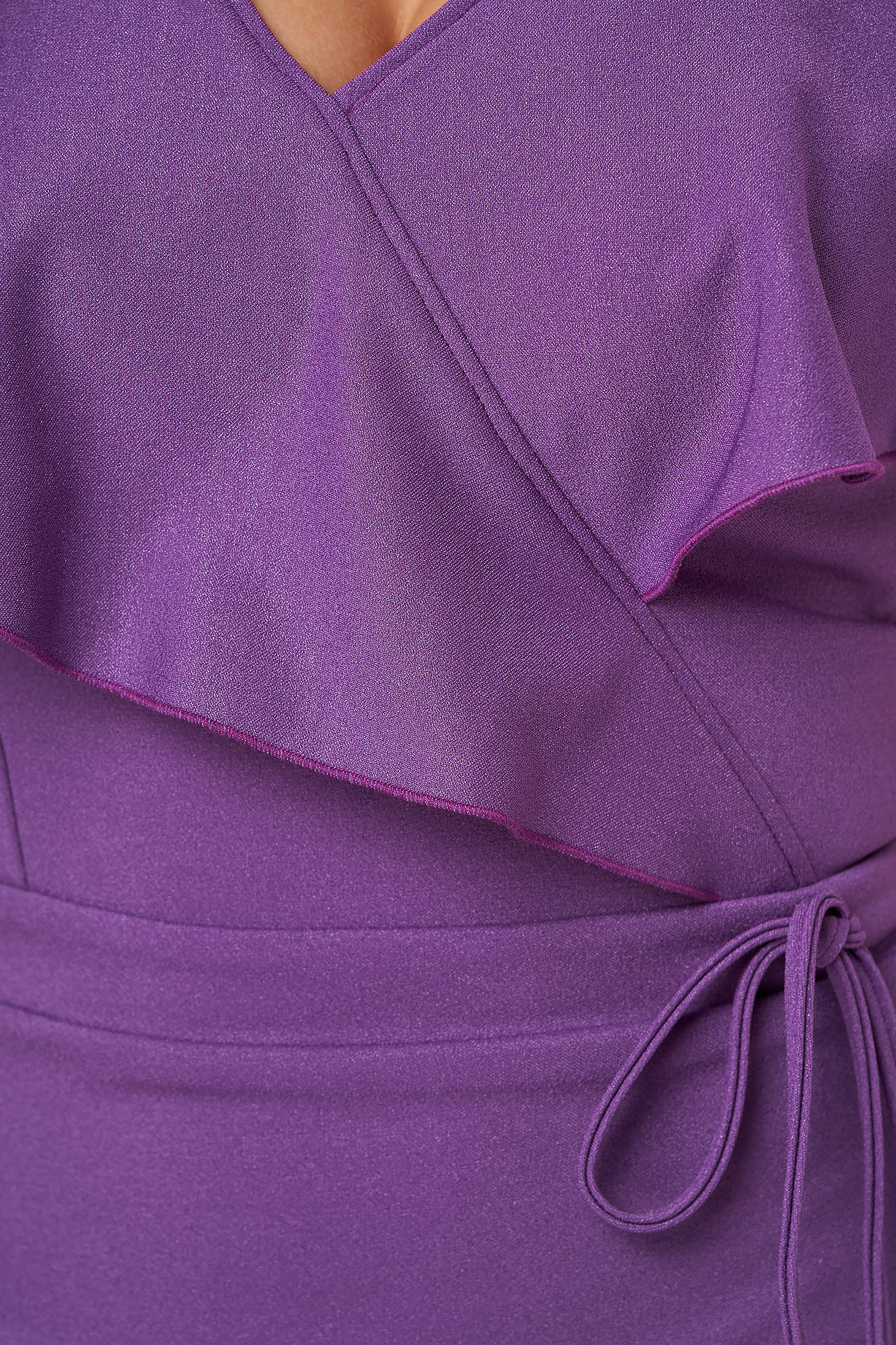 Purple crepe pencil dress with glitter applications up to the knee - StarShinerS 6 - StarShinerS.com