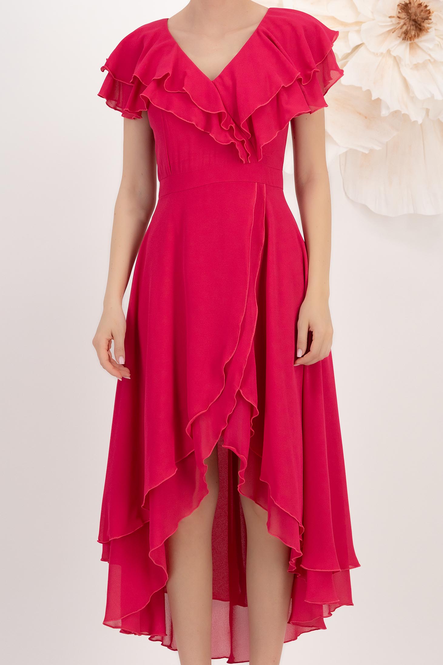 StarShinerS fuchsiová šaty zvonový skleník závoj přes koleno 4 - StarShinerS.cz