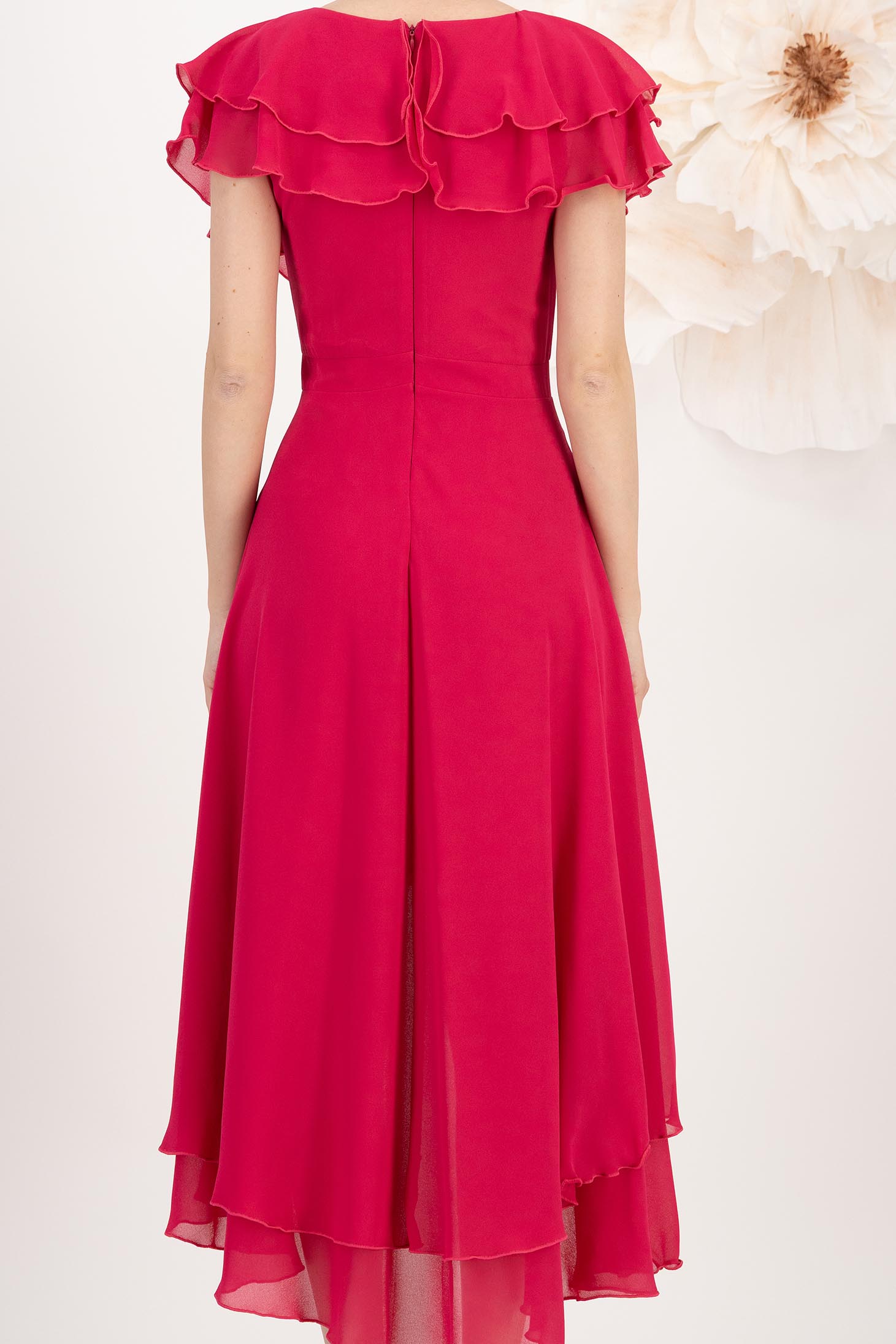 StarShinerS fuchsiová šaty zvonový skleník závoj přes koleno 6 - StarShinerS.cz