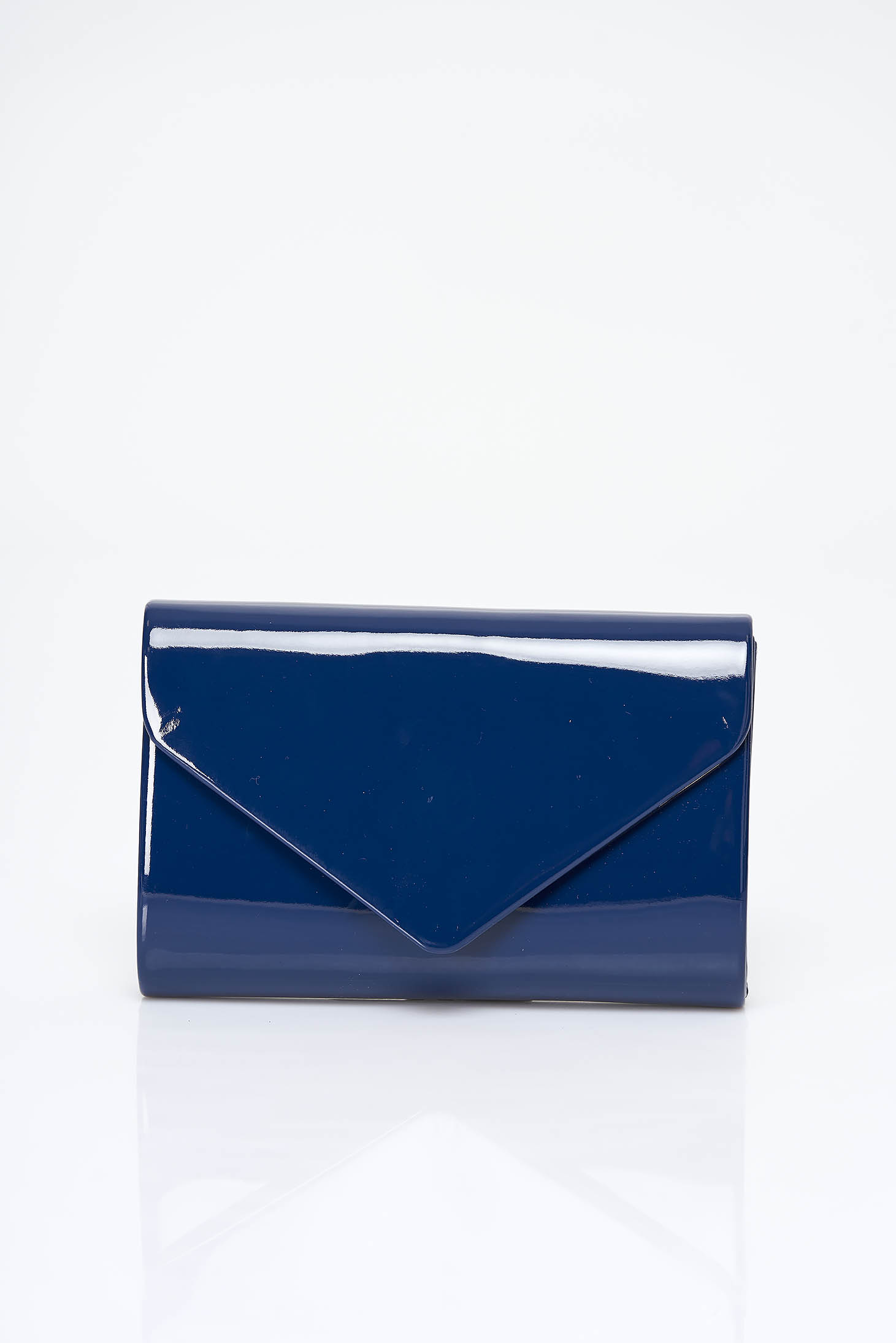 Navy Blue Clutch Bag for Women Made from Lacquered Faux Leather 2 - StarShinerS.com