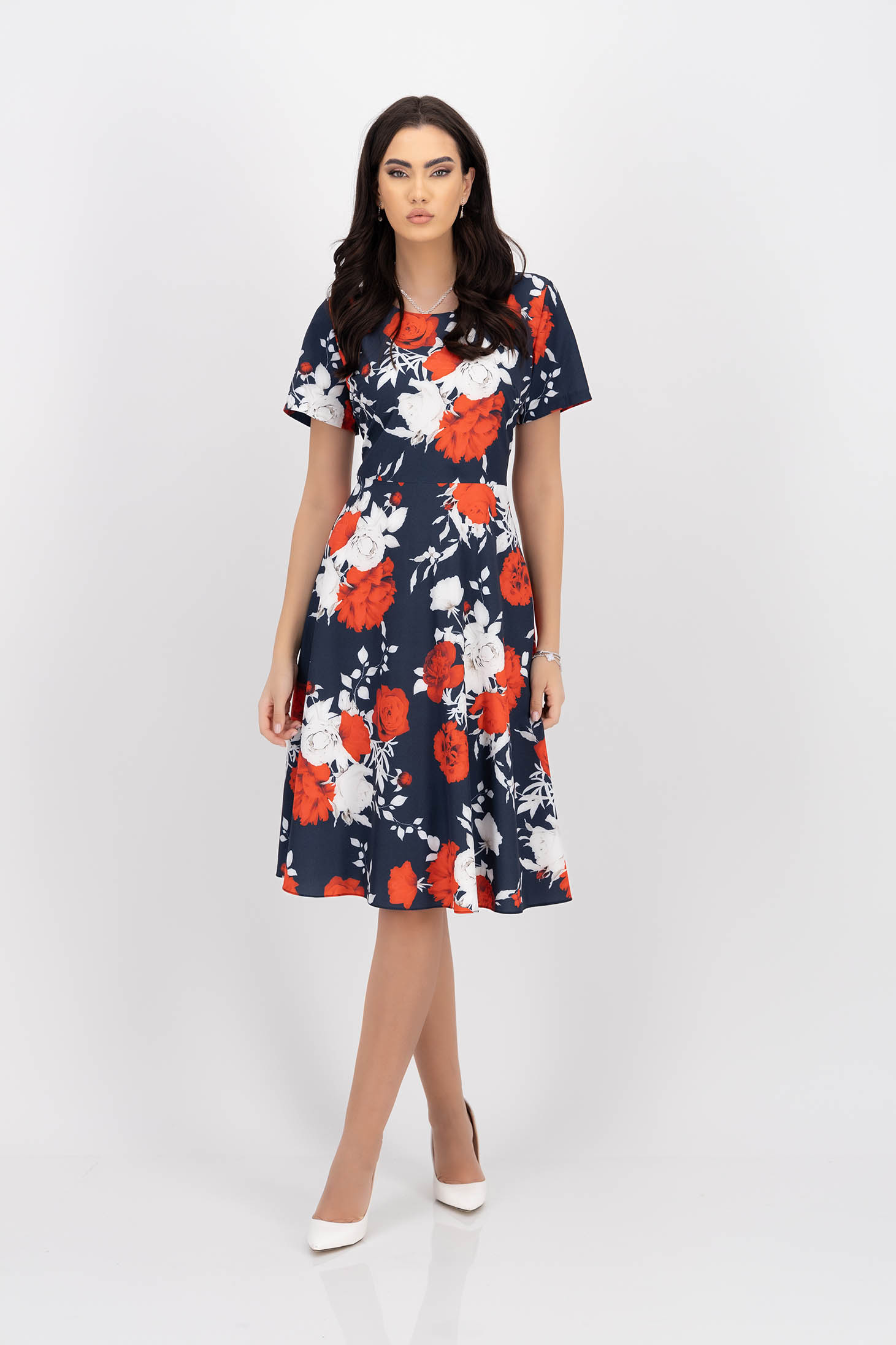 Dress cloche midi georgette with floral print 4 - StarShinerS.com