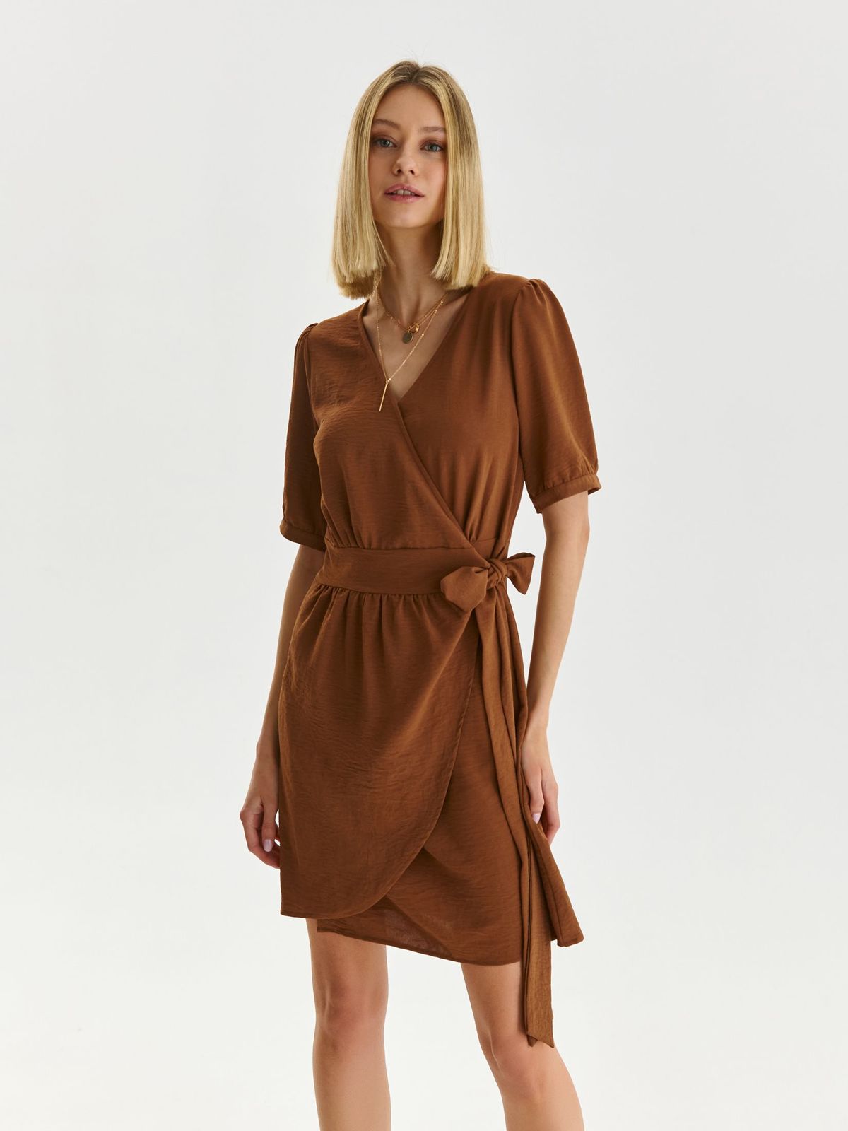 Brown dress thin fabric wrap around 2 - StarShinerS.com