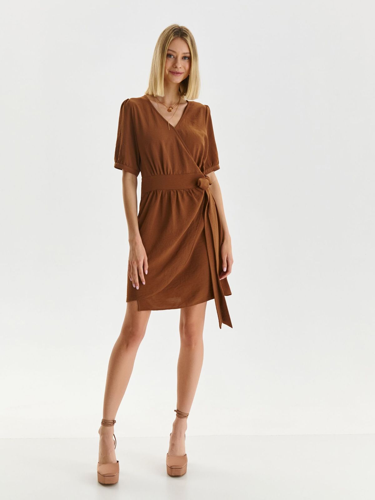 Brown dress thin fabric wrap around 3 - StarShinerS.com