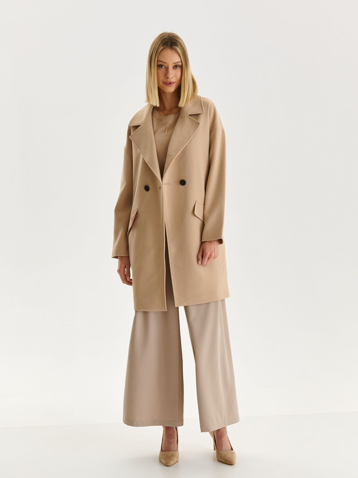 Nude coat elastic cloth loose fit with pockets 5 - StarShinerS.com