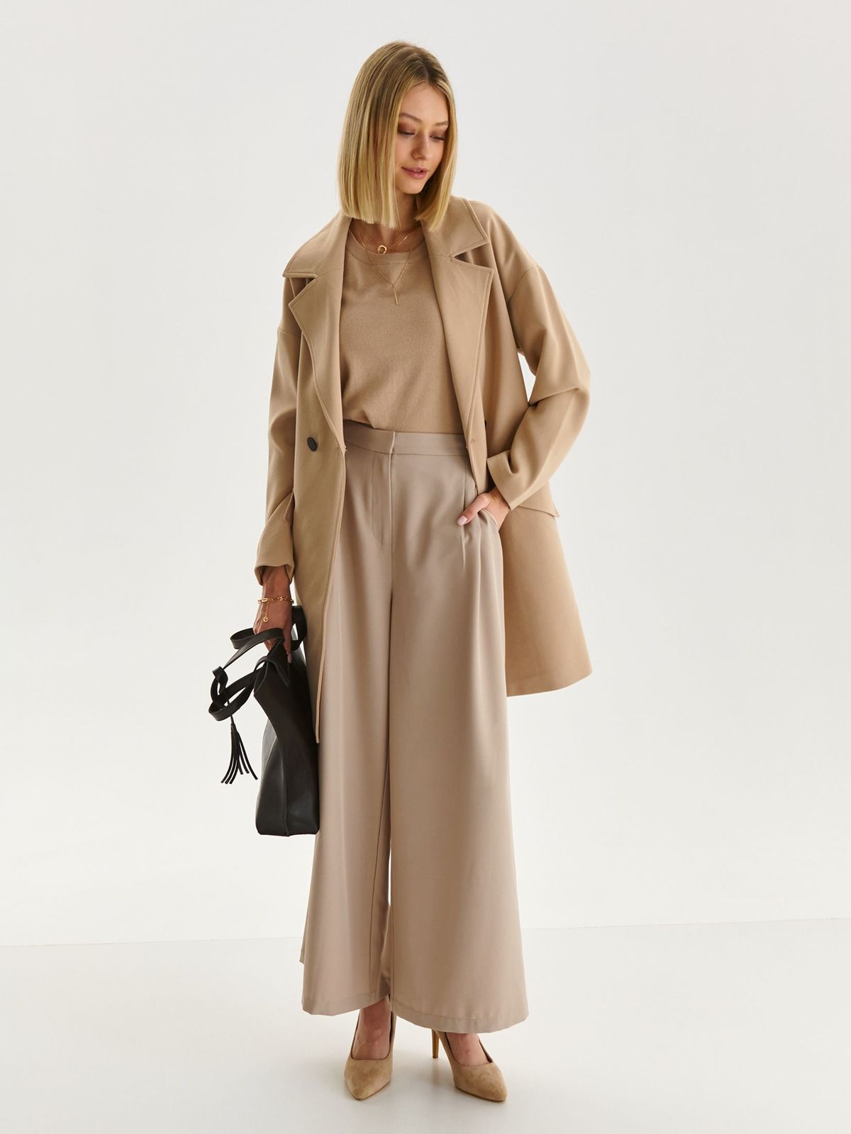 Nude coat elastic cloth loose fit with pockets 6 - StarShinerS.com