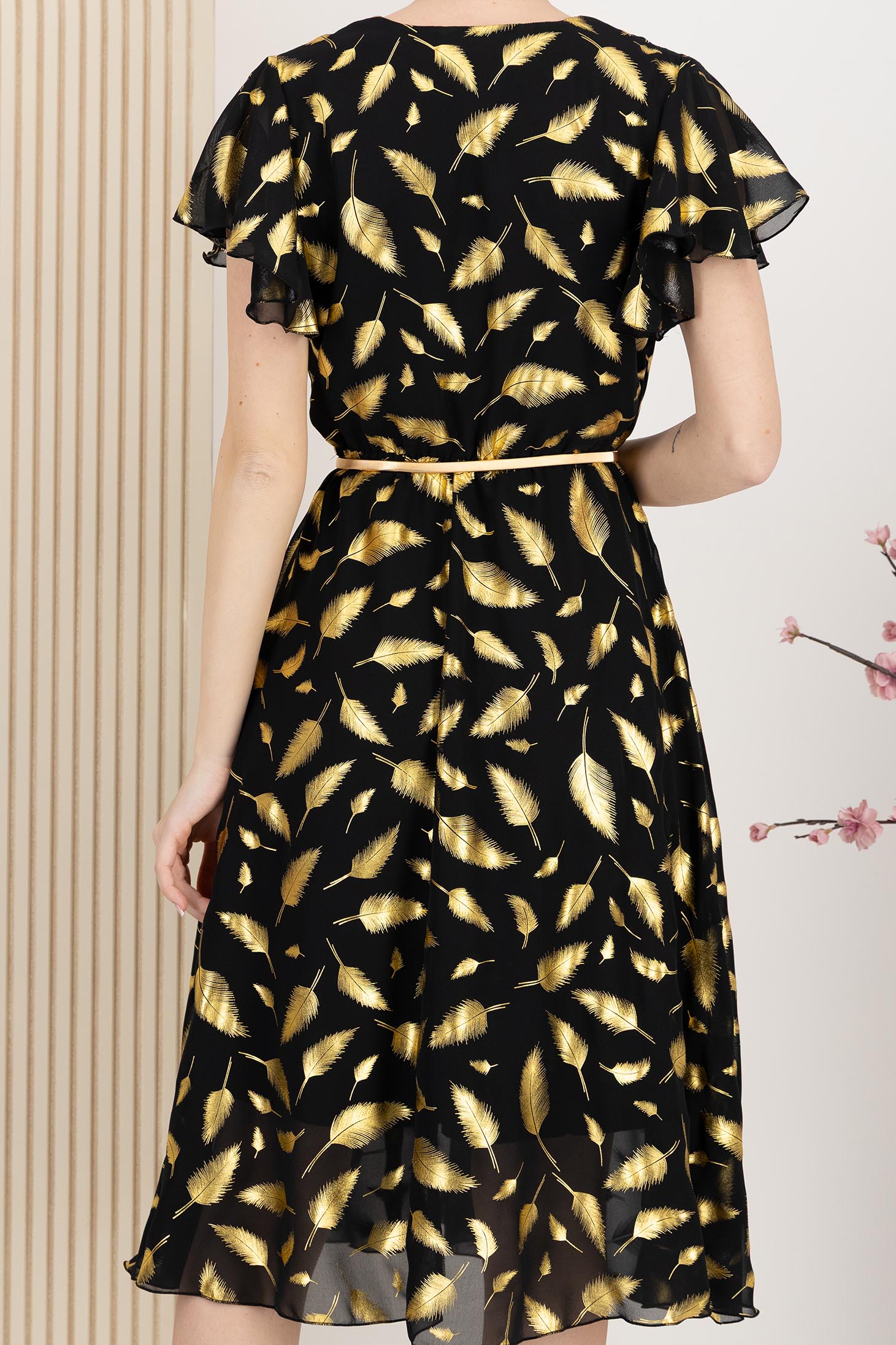 Rochie din voal midi in clos cu elastic in talie si accesoriu tip curea - StarShinerS 5 - StarShinerS.ro