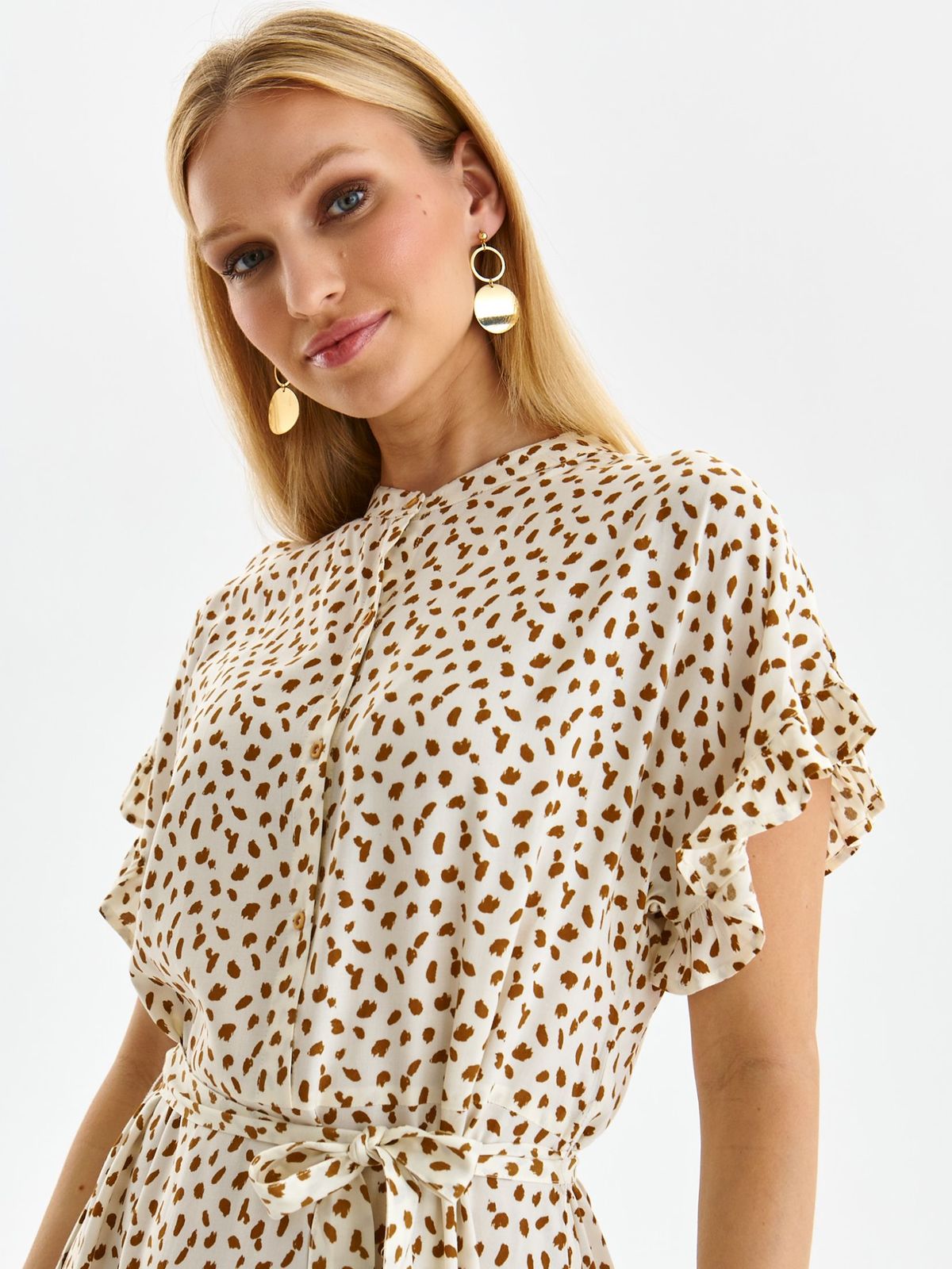 White dress thin fabric cloche with ruffled sleeves 5 - StarShinerS.com