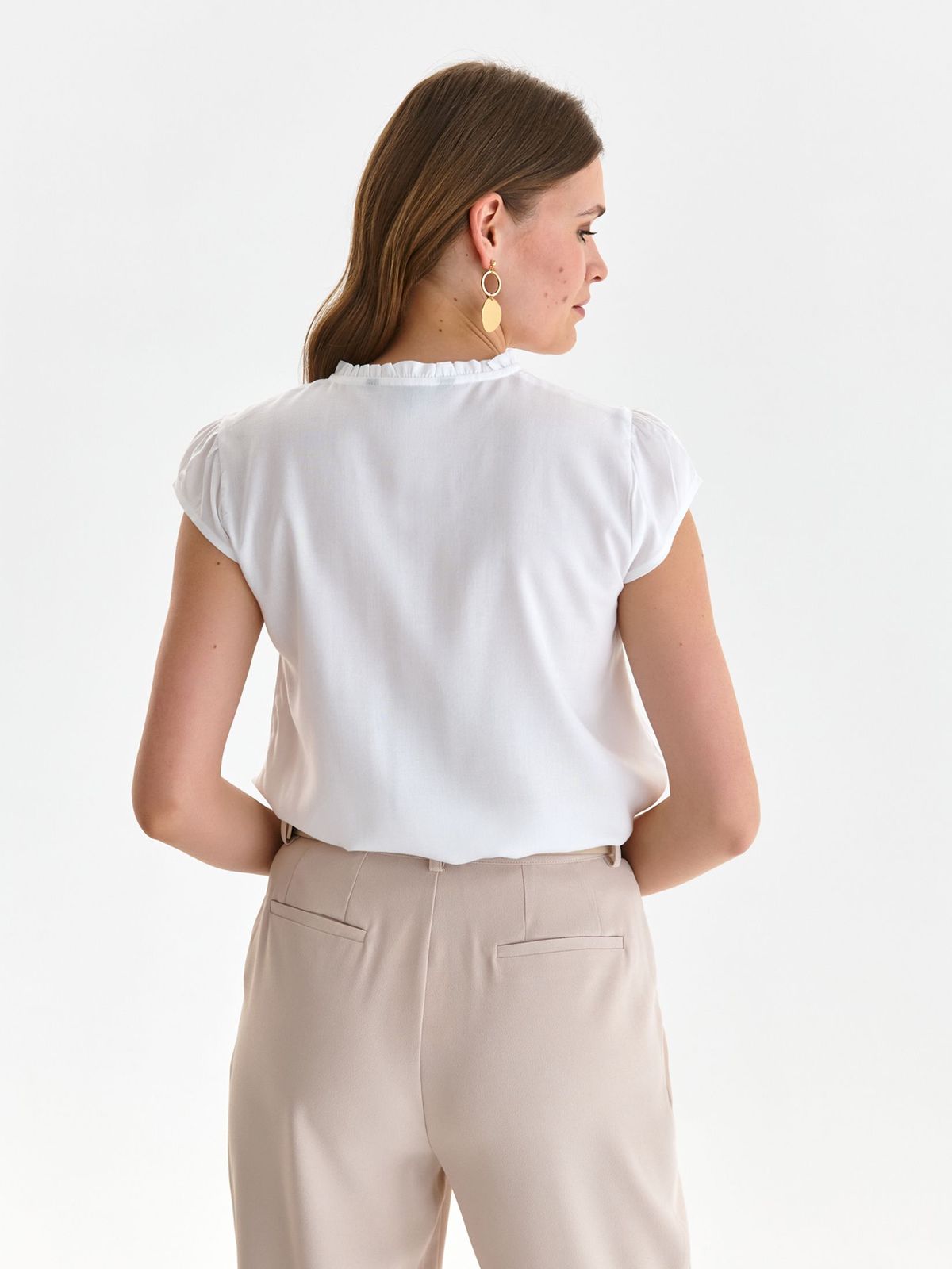 White women`s blouse light material loose fit short sleeves 3 - StarShinerS.com