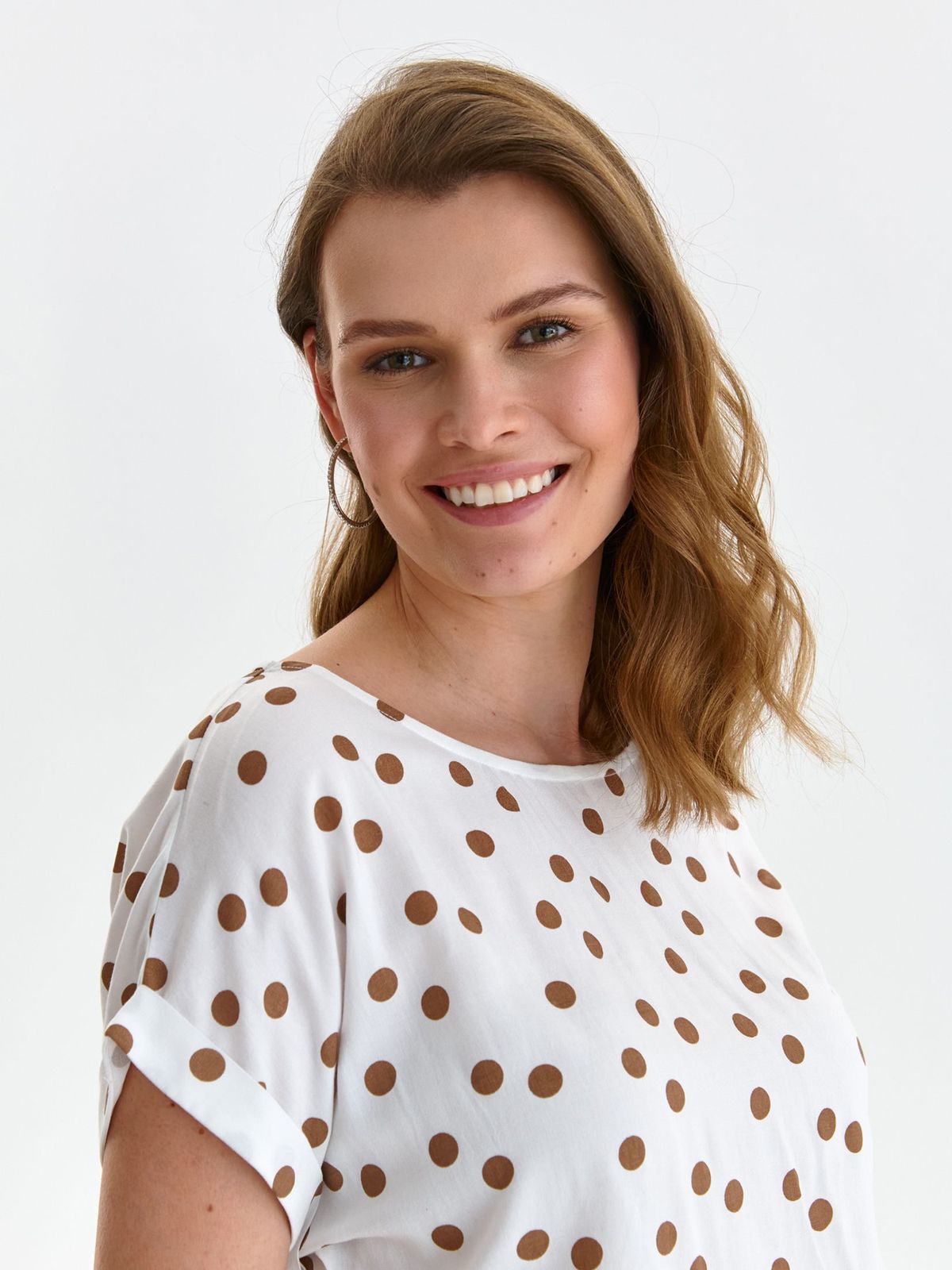 White women`s blouse light material loose fit dots print 4 - StarShinerS.com