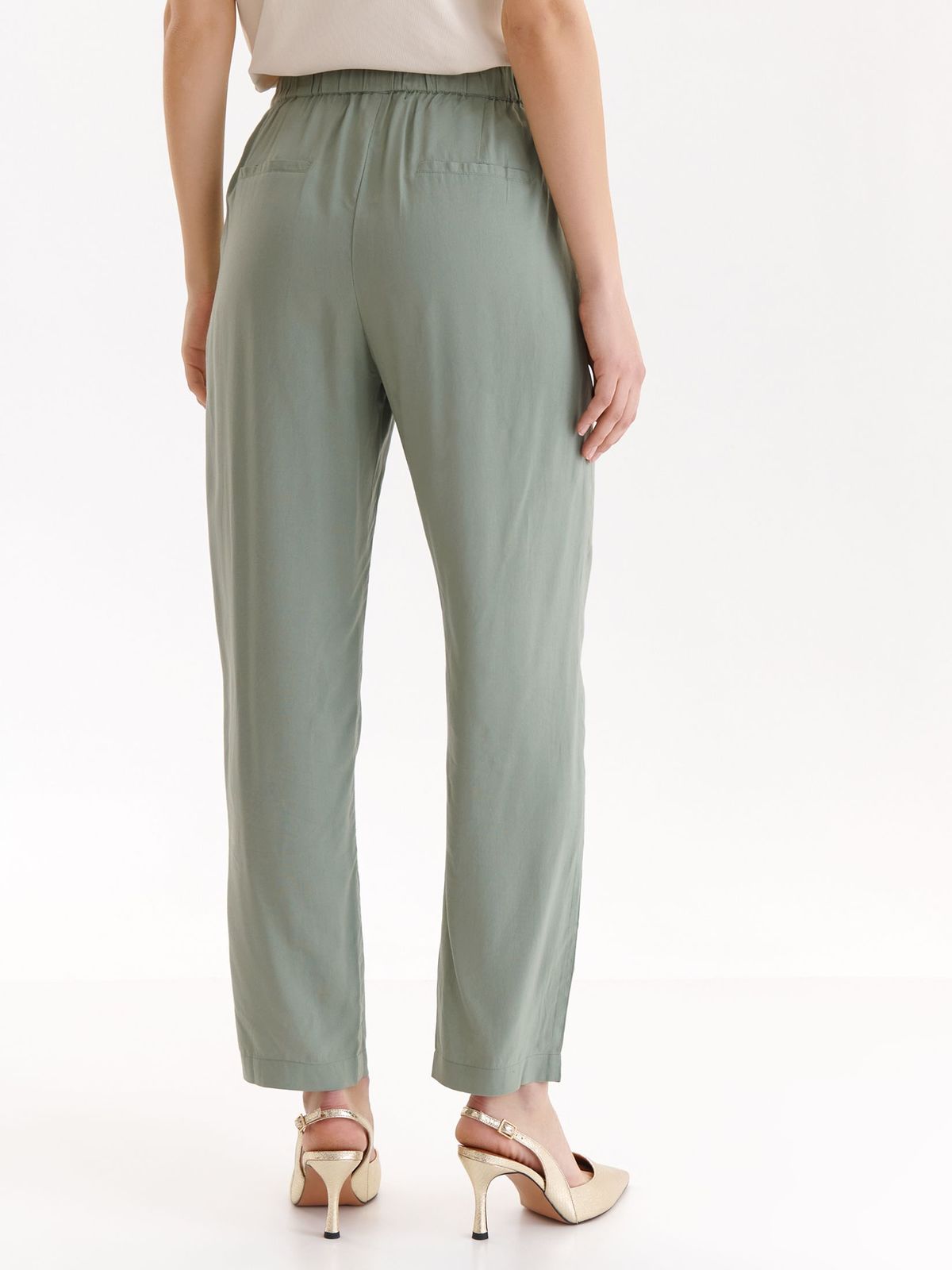 Green trousers thin fabric long medium waist lateral pockets 3 - StarShinerS.com