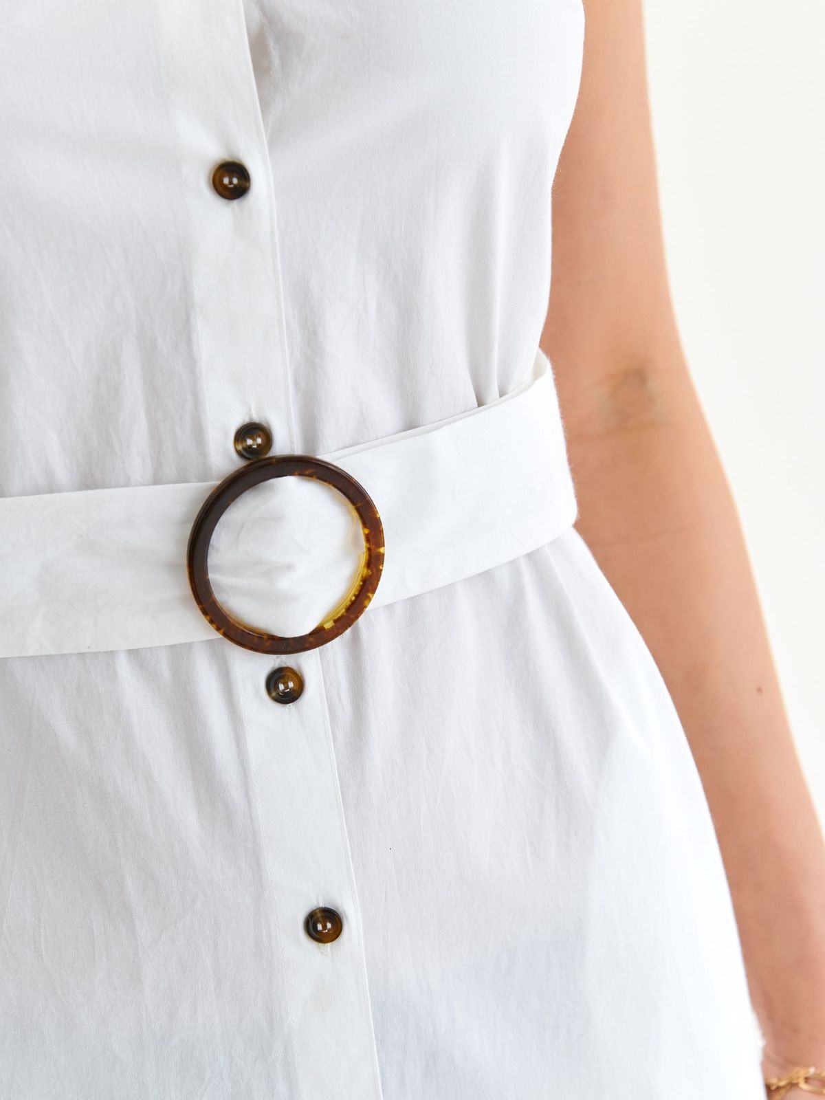 Rochie din bumbac alba scurta cu un croi drept si accesoriu tip curea - Top Secret 5 - StarShinerS.ro
