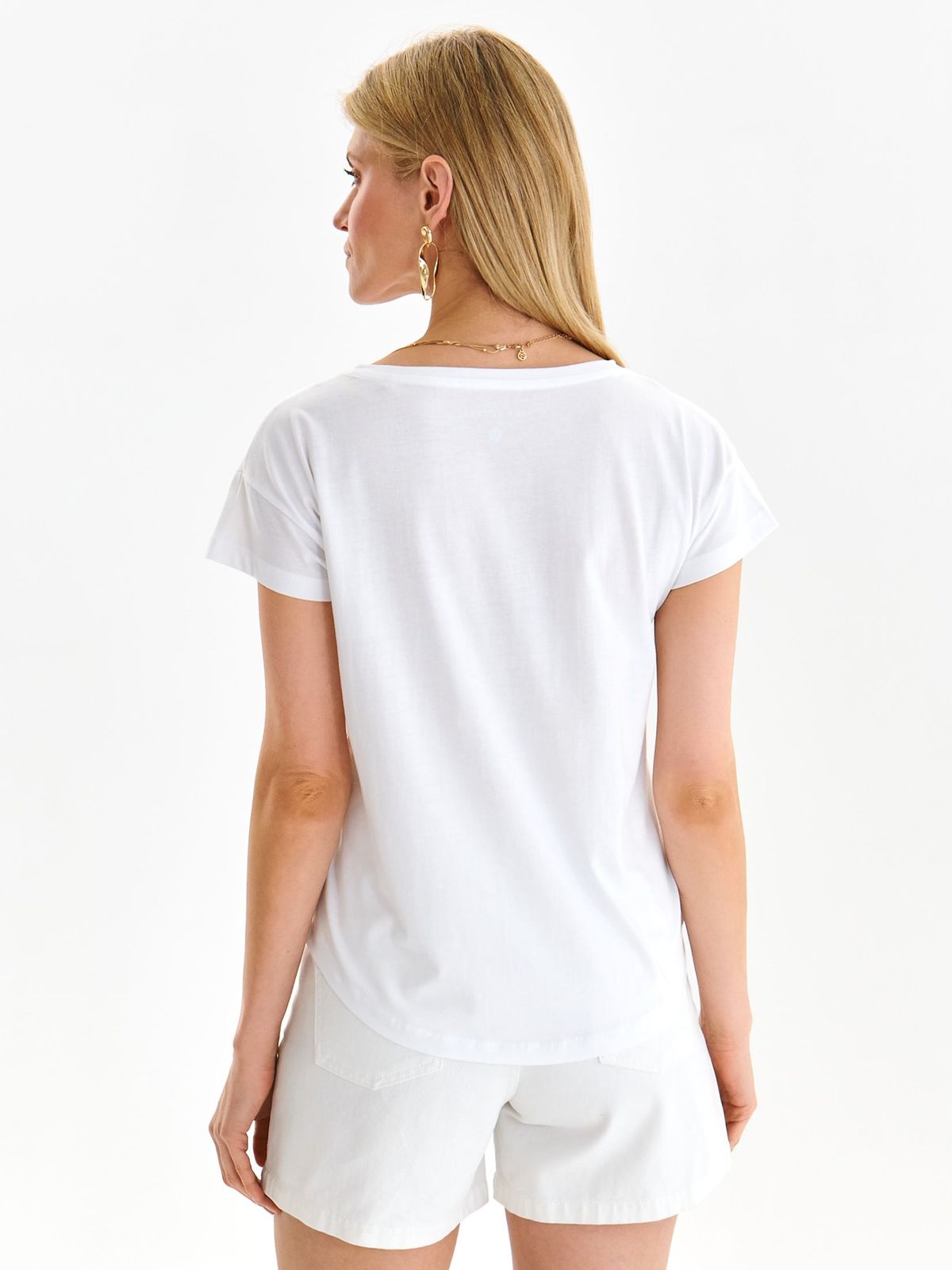 Póló fehér pamutból készült bő szabású absztrakt 3 - StarShinerS.hu