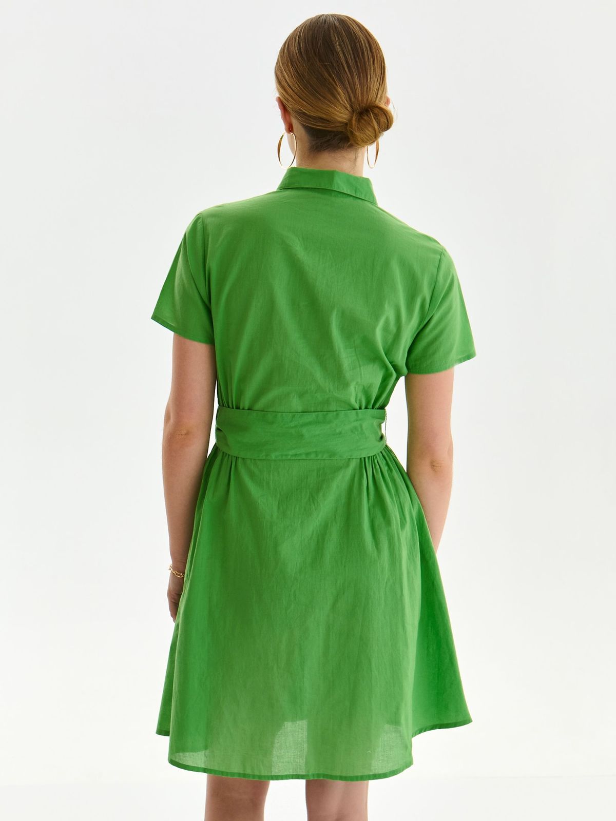 Ruha zöld pamutból készült rövid bő szabású zsebes övvel ellátva 3 - StarShinerS.hu