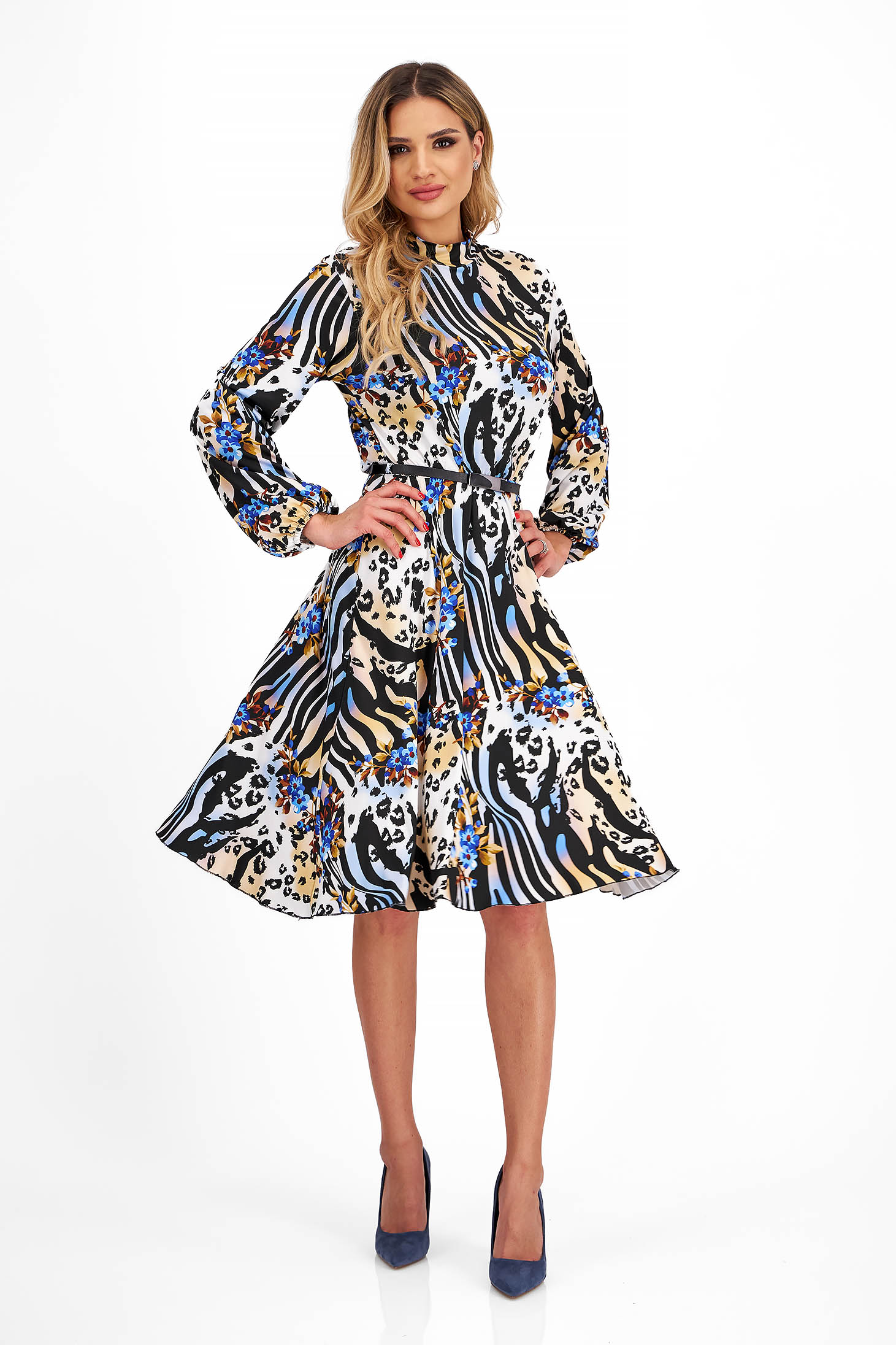Rochie din lycra in clos cu elastic in talie si accesoriu tip curea - StarShinerS 7 - StarShinerS.ro