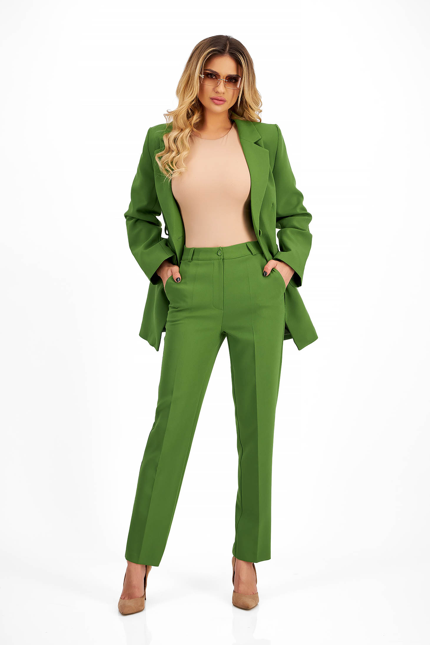 Női kosztüm zöld pamutból készült 4 - StarShinerS.hu