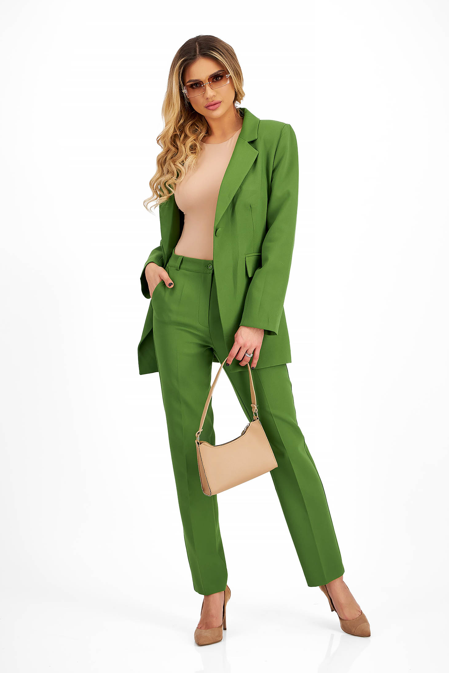 Női kosztüm zöld pamutból készült 3 - StarShinerS.hu