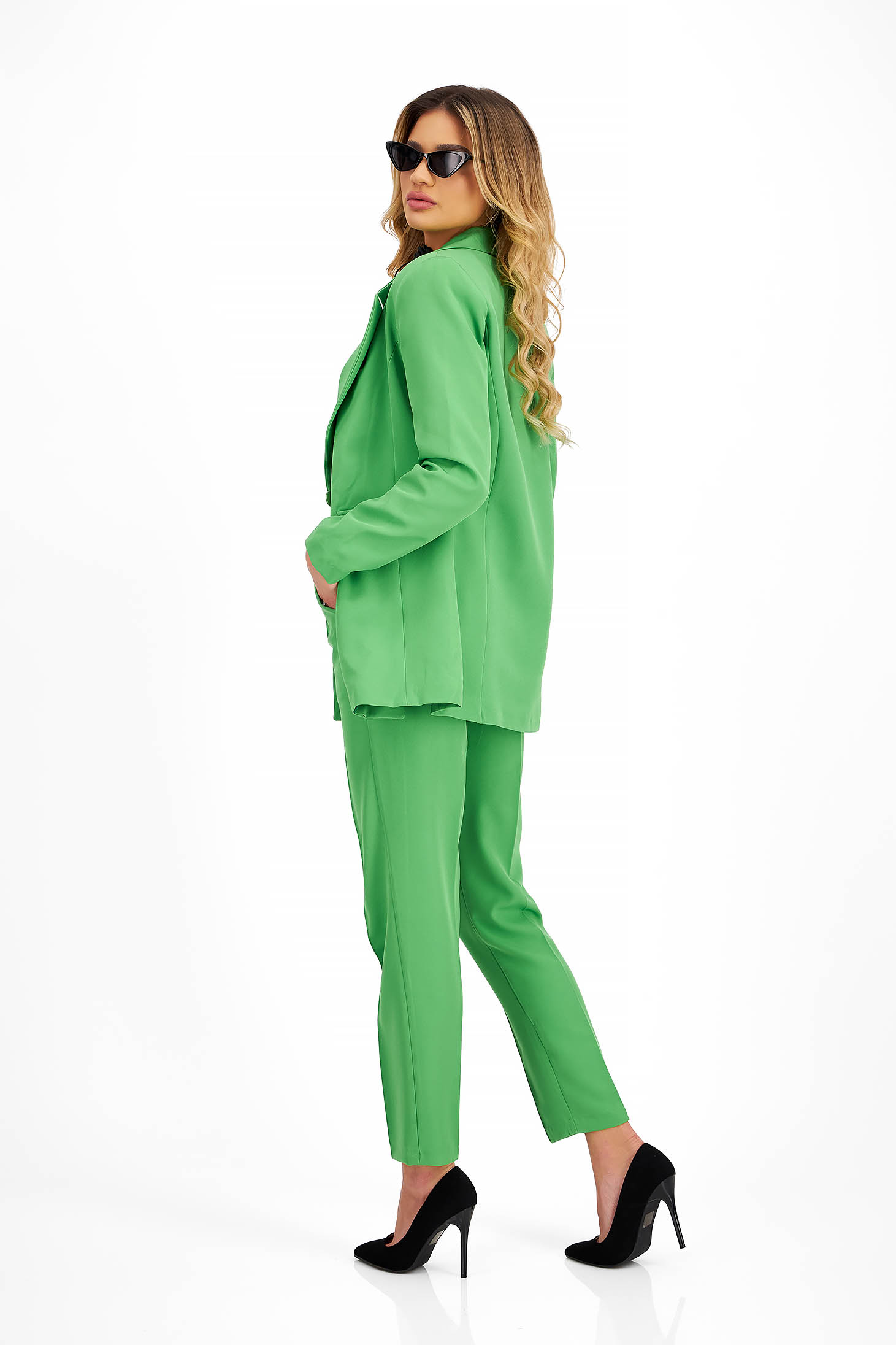 Női kosztüm zöld rugalmas szövet 2 - StarShinerS.hu