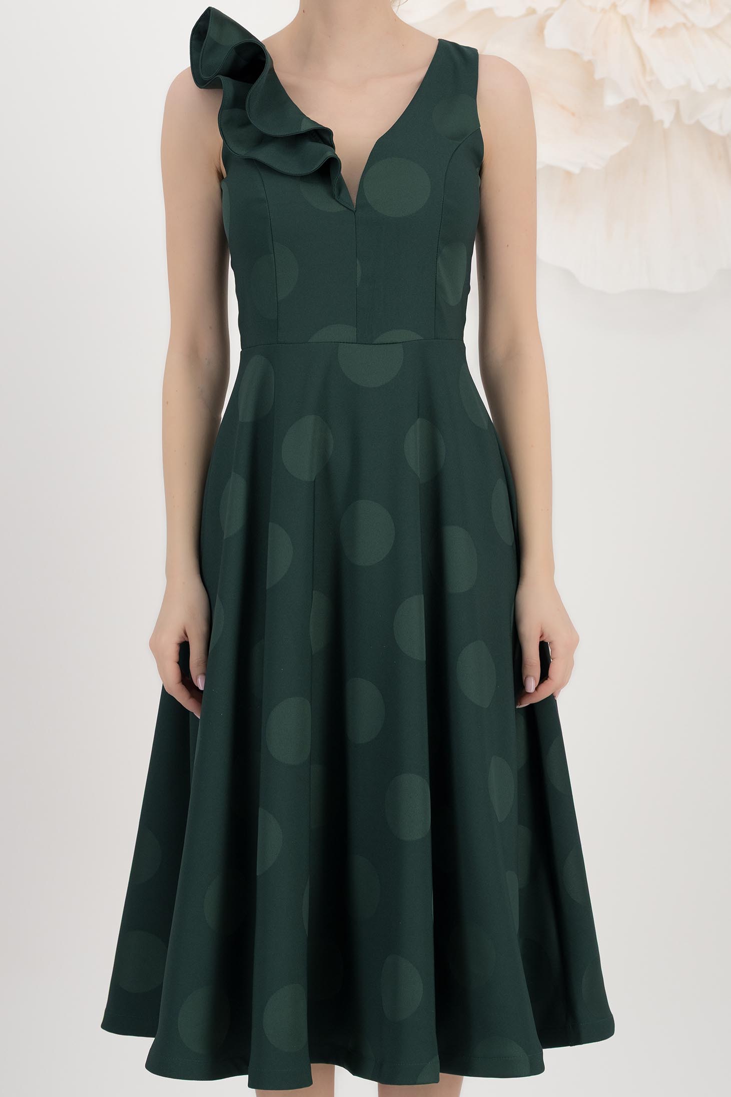 StarShinerS tamno zelena haljina tkanine midi cloche 4 - StarShinerS.hr