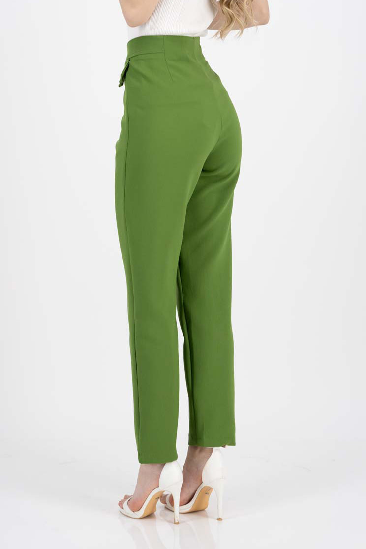 Nadrág khaki zöld hosszú egyenes pamutból készült álzsebek 2 - StarShinerS.hu